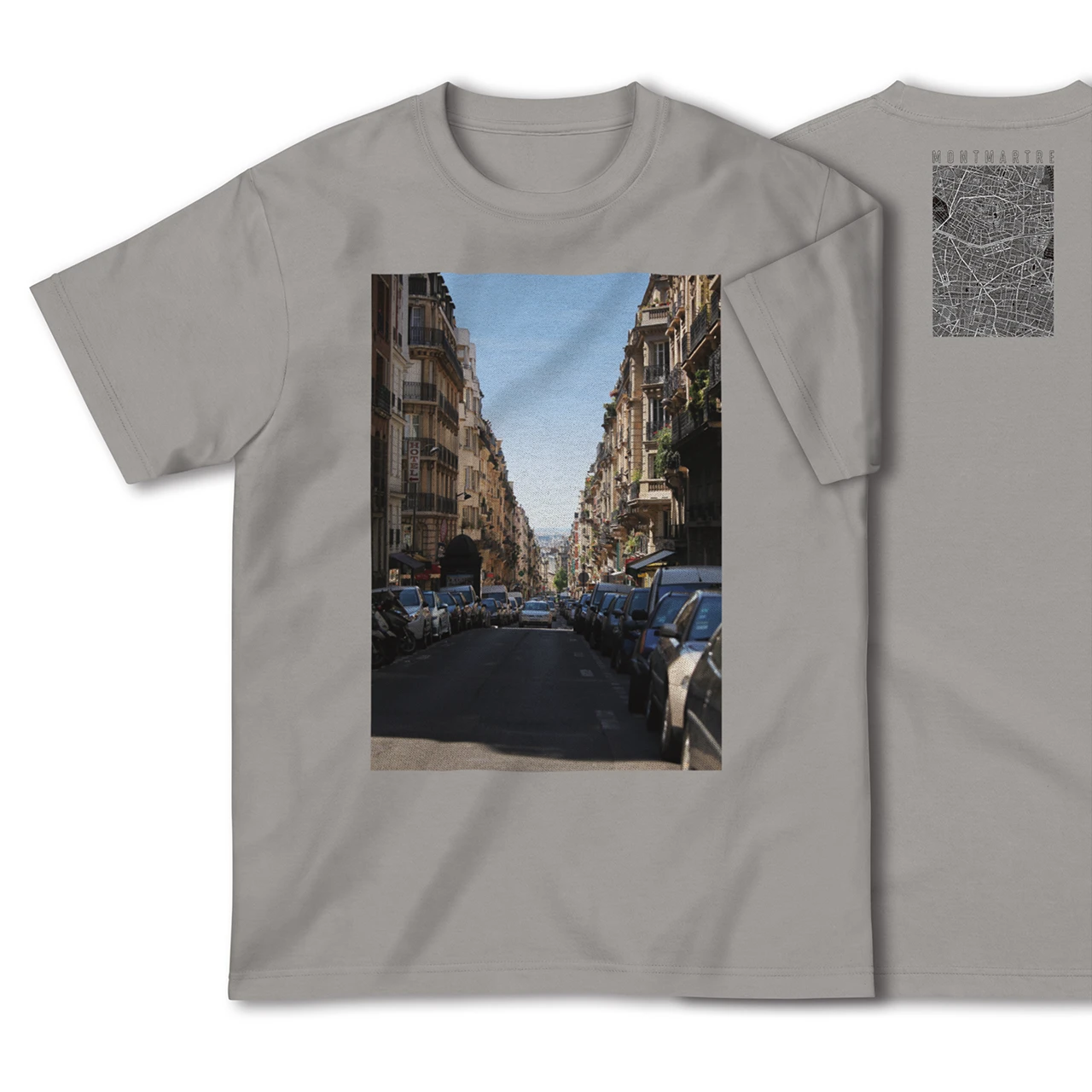【モンマルトル(フランス)】Map World ハイクオリティTシャツ