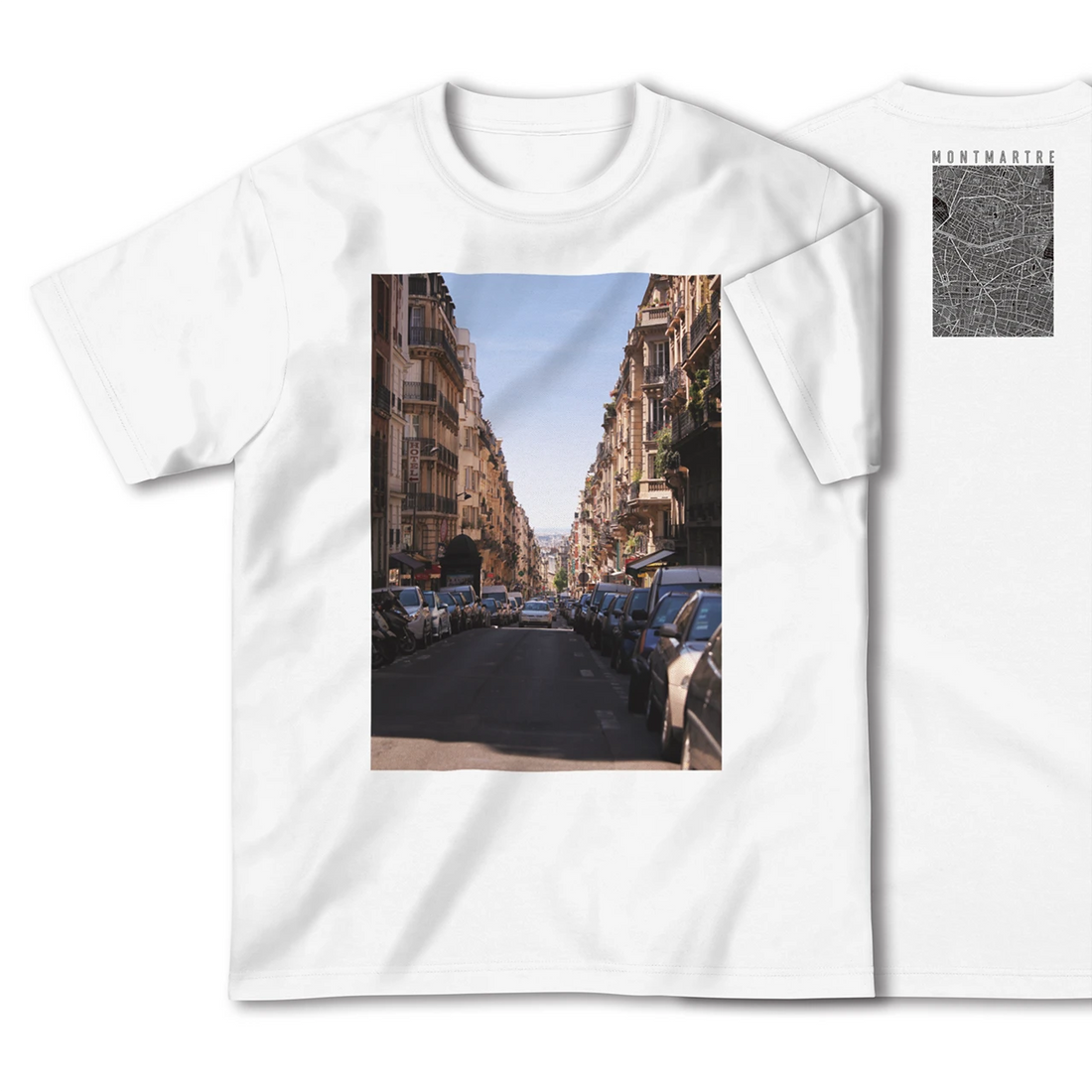 【モンマルトル(フランス)】Map World ハイクオリティTシャツ