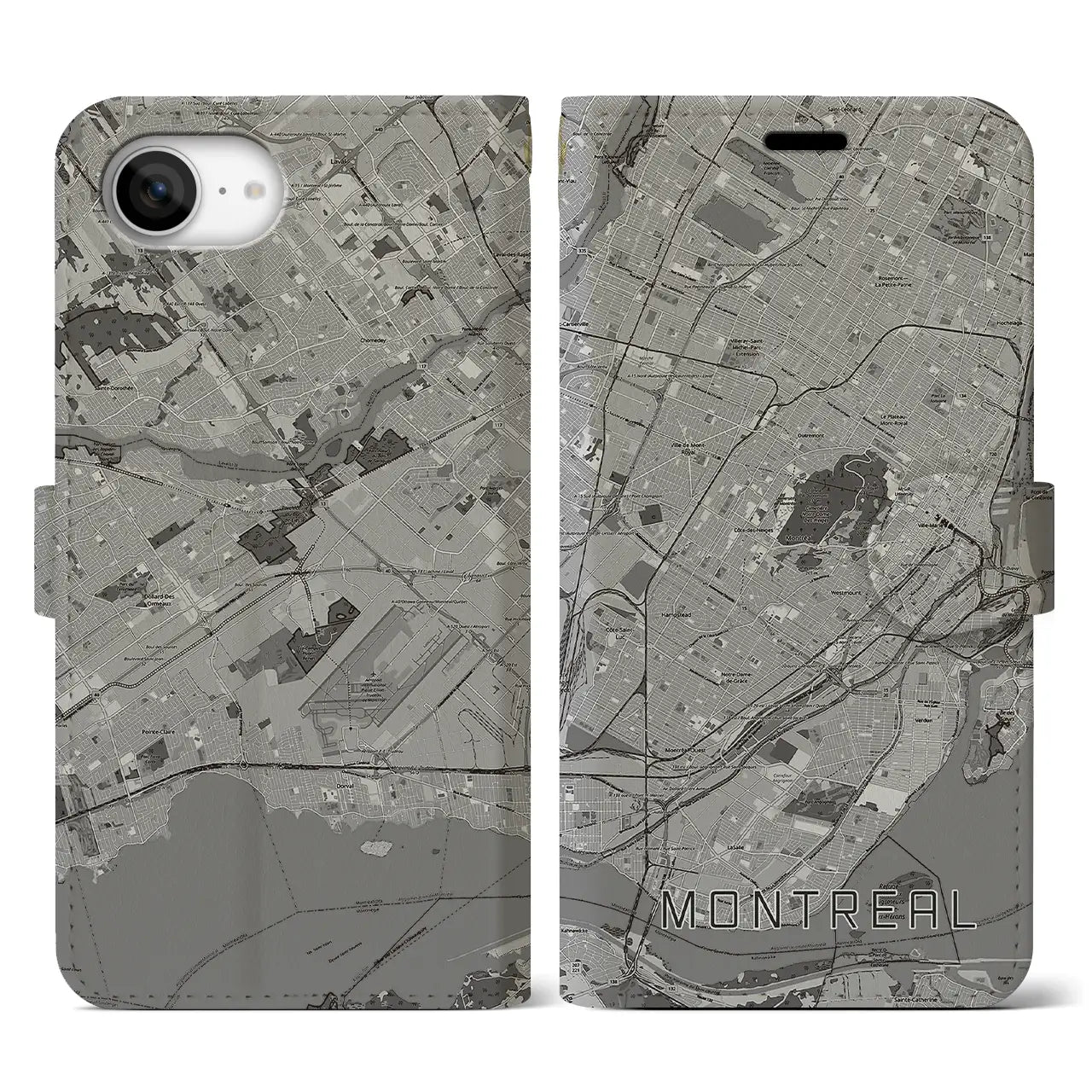 【モントリオール(カナダ)】地図柄iPhoneケース(手帳タイプ)