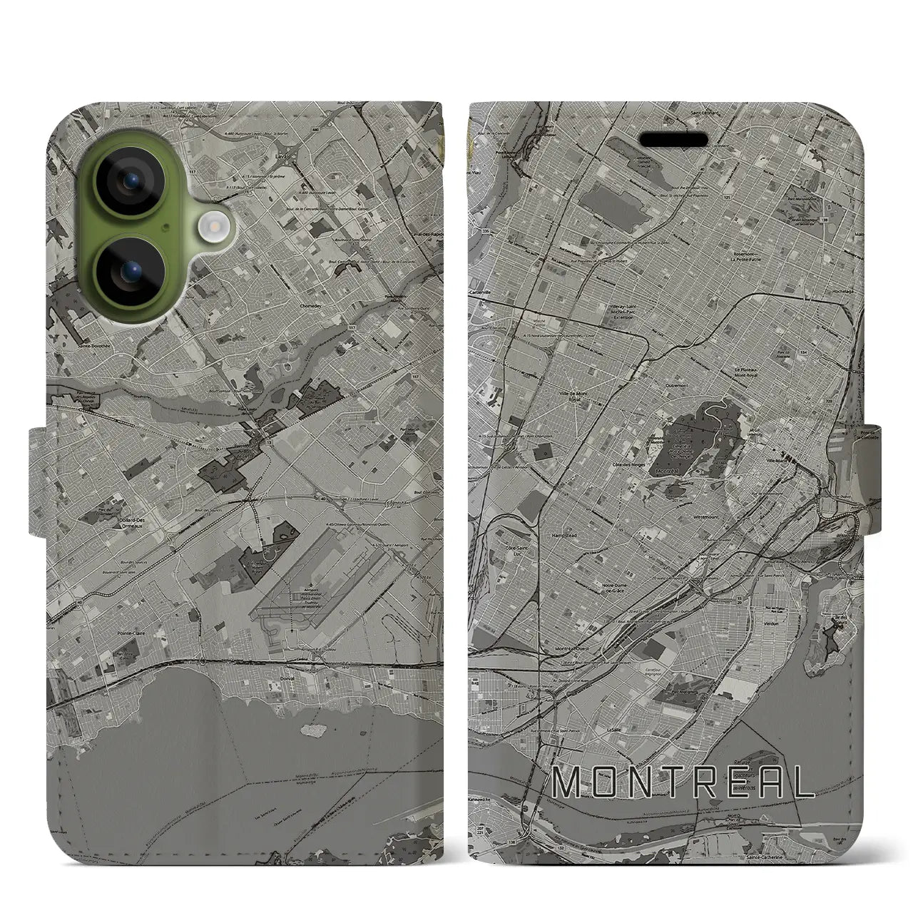 【モントリオール(カナダ)】地図柄iPhoneケース(手帳タイプ)