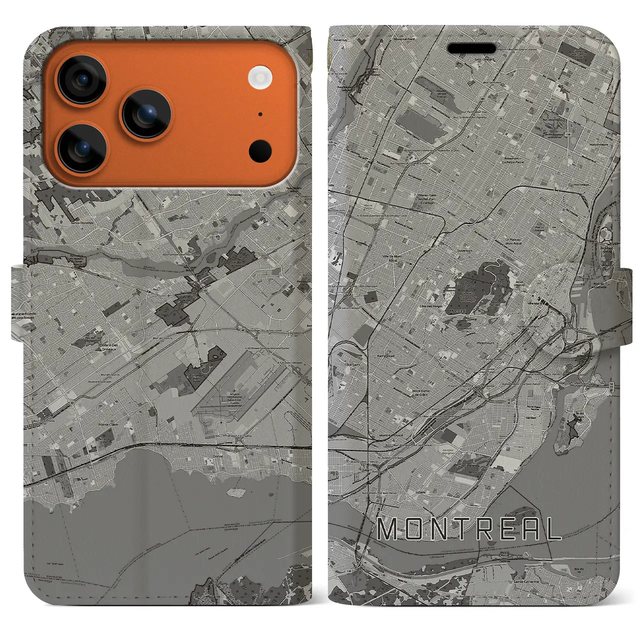 【モントリオール(カナダ)】地図柄iPhoneケース(手帳タイプ)