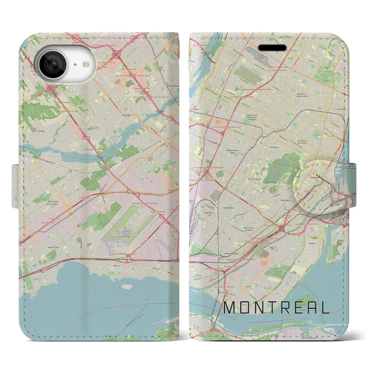 【モントリオール(カナダ)】地図柄iPhoneケース(手帳タイプ)