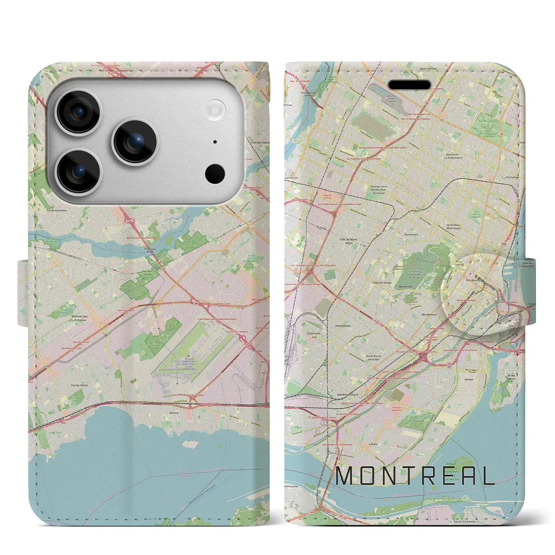 【モントリオール(カナダ)】地図柄iPhoneケース(手帳タイプ)ナチュラル・iPhone 17 Pro Max 用