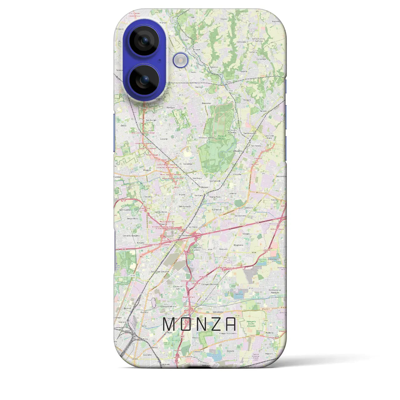 【モンツァ(イタリア)】地図柄iPhoneケース(バックカバータイプ)ナチュラル・iPhone 16 Pro Max 用