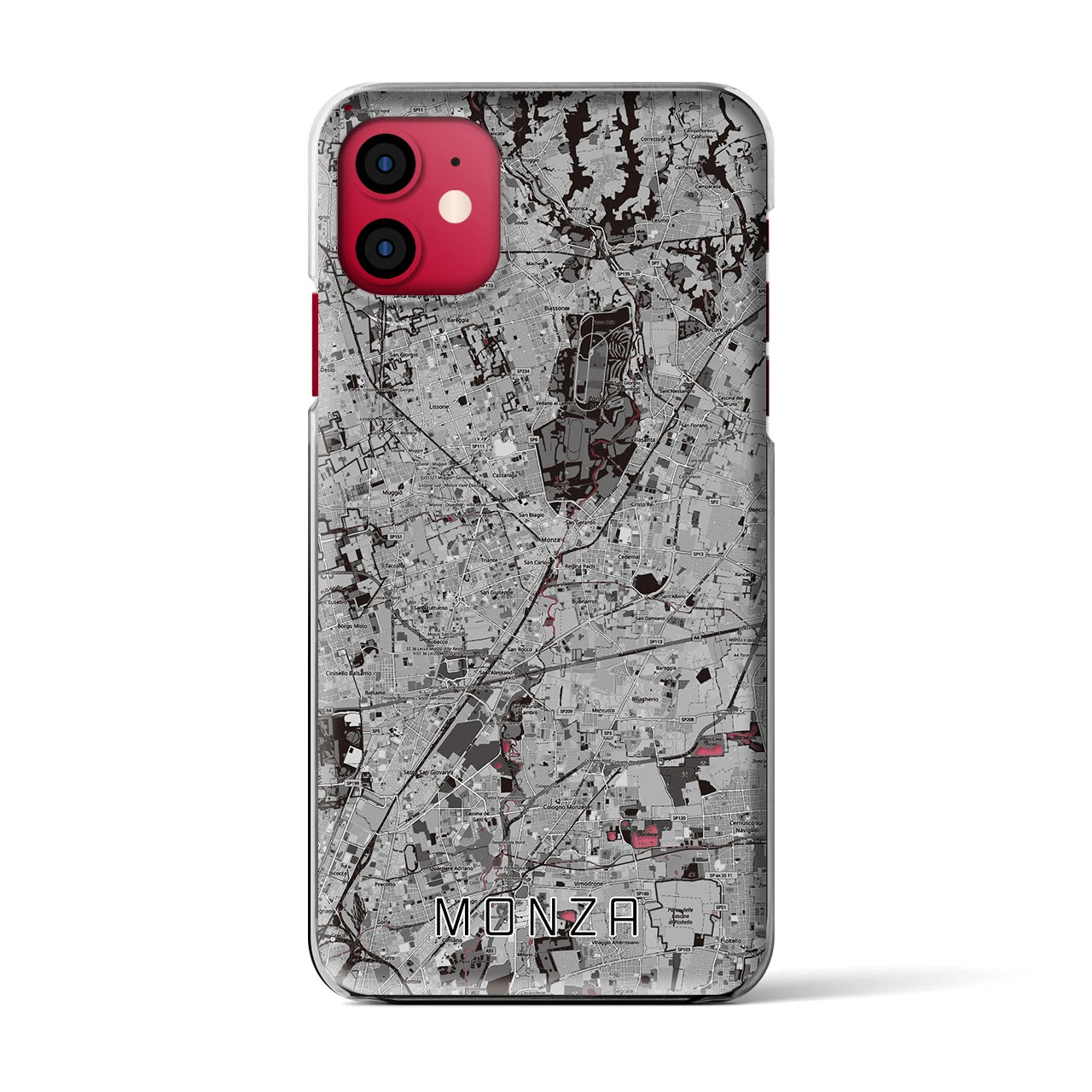 【モンツァ(イタリア)】地図柄iPhoneケース(クリアタイプ)モノトーン・iPhone 11 用