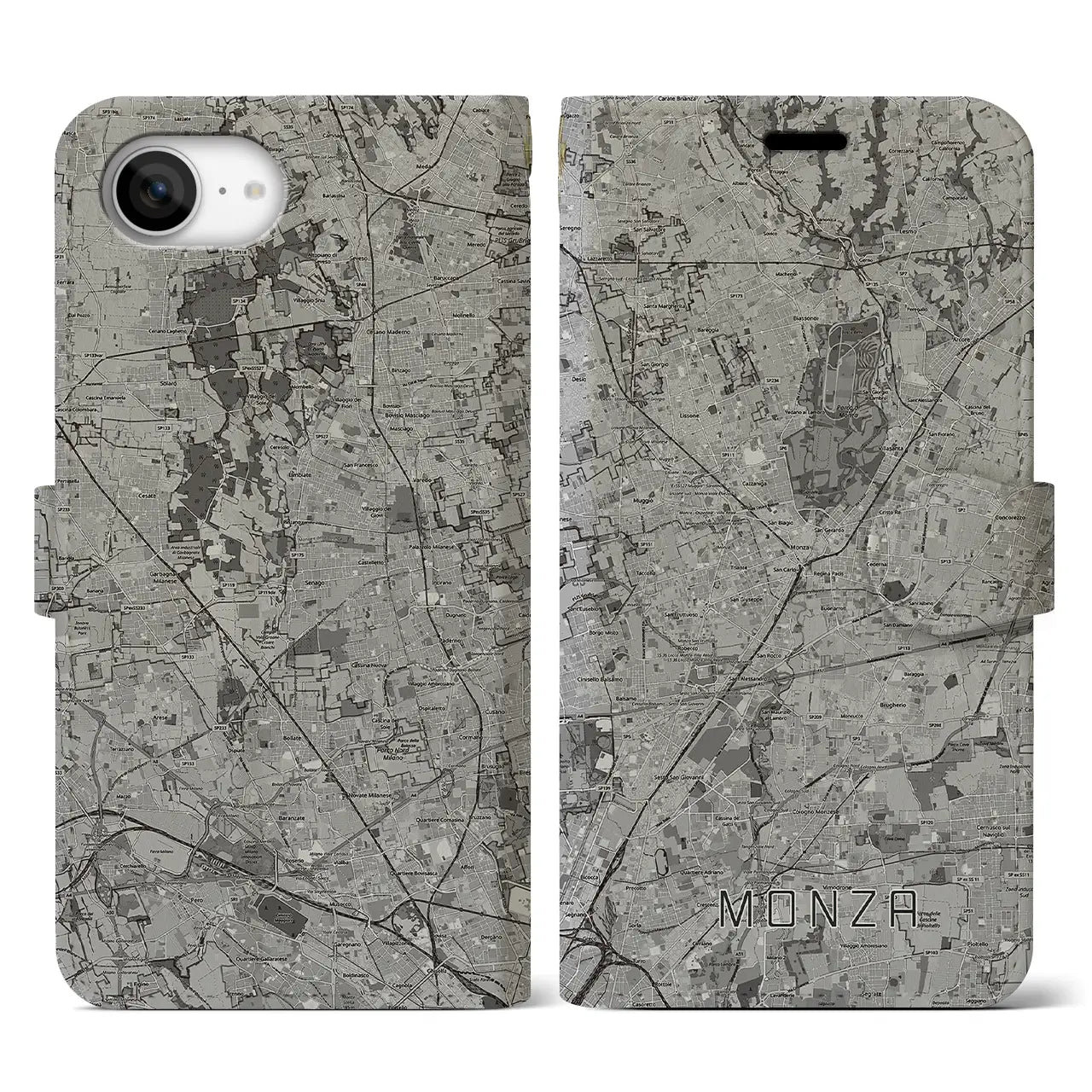 【モンツァ(イタリア)】地図柄iPhoneケース(手帳タイプ)