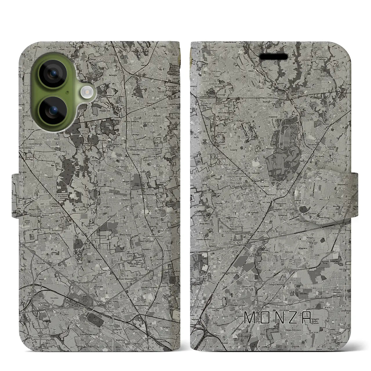 【モンツァ(イタリア)】地図柄iPhoneケース(手帳タイプ)