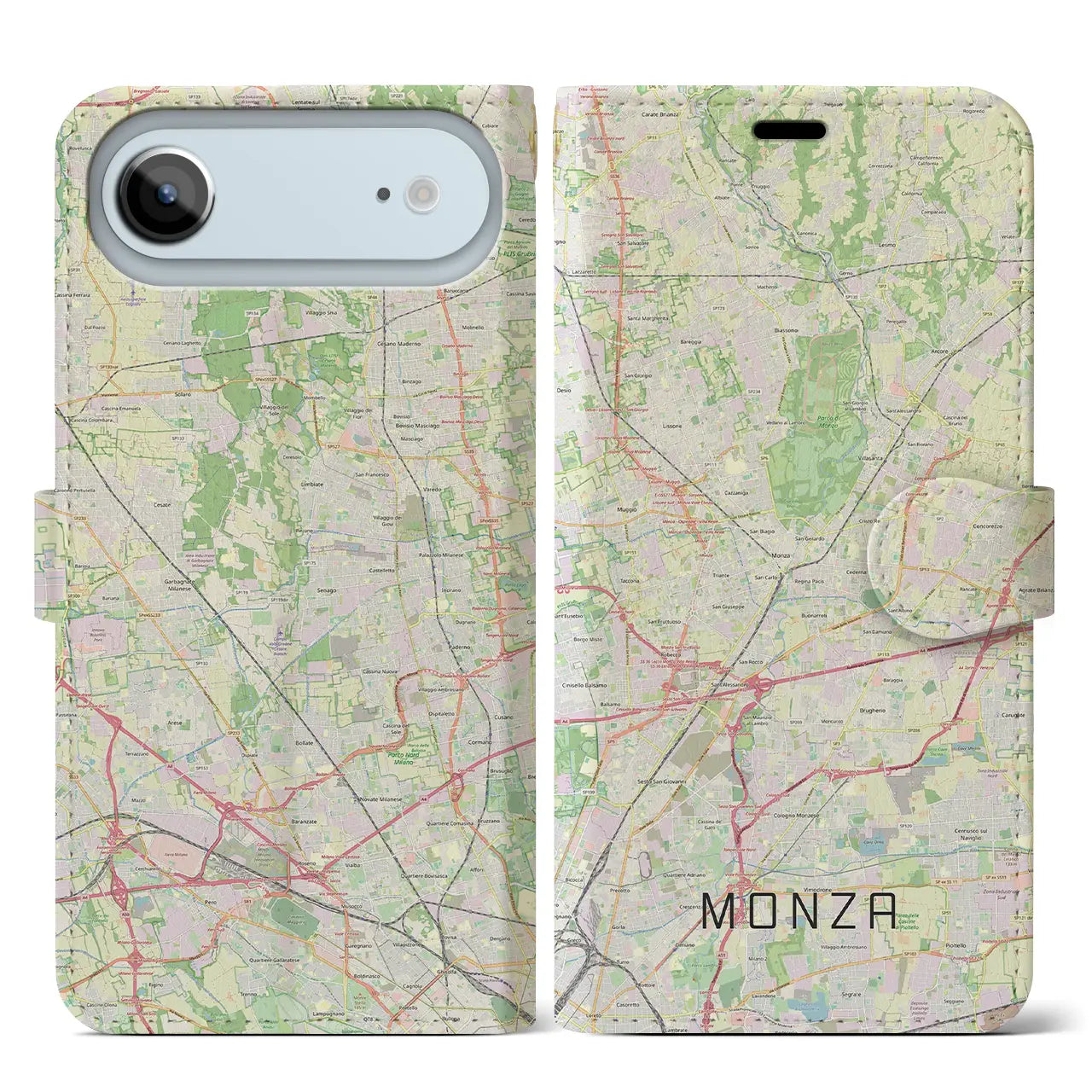 【モンツァ(イタリア)】地図柄iPhoneケース(手帳タイプ)