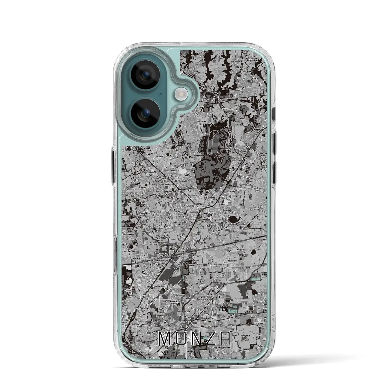 【モンツァ(イタリア)】地図柄iPhoneケース(MagSafeタイプ)モノトーン・iPhone 16 Pro 用