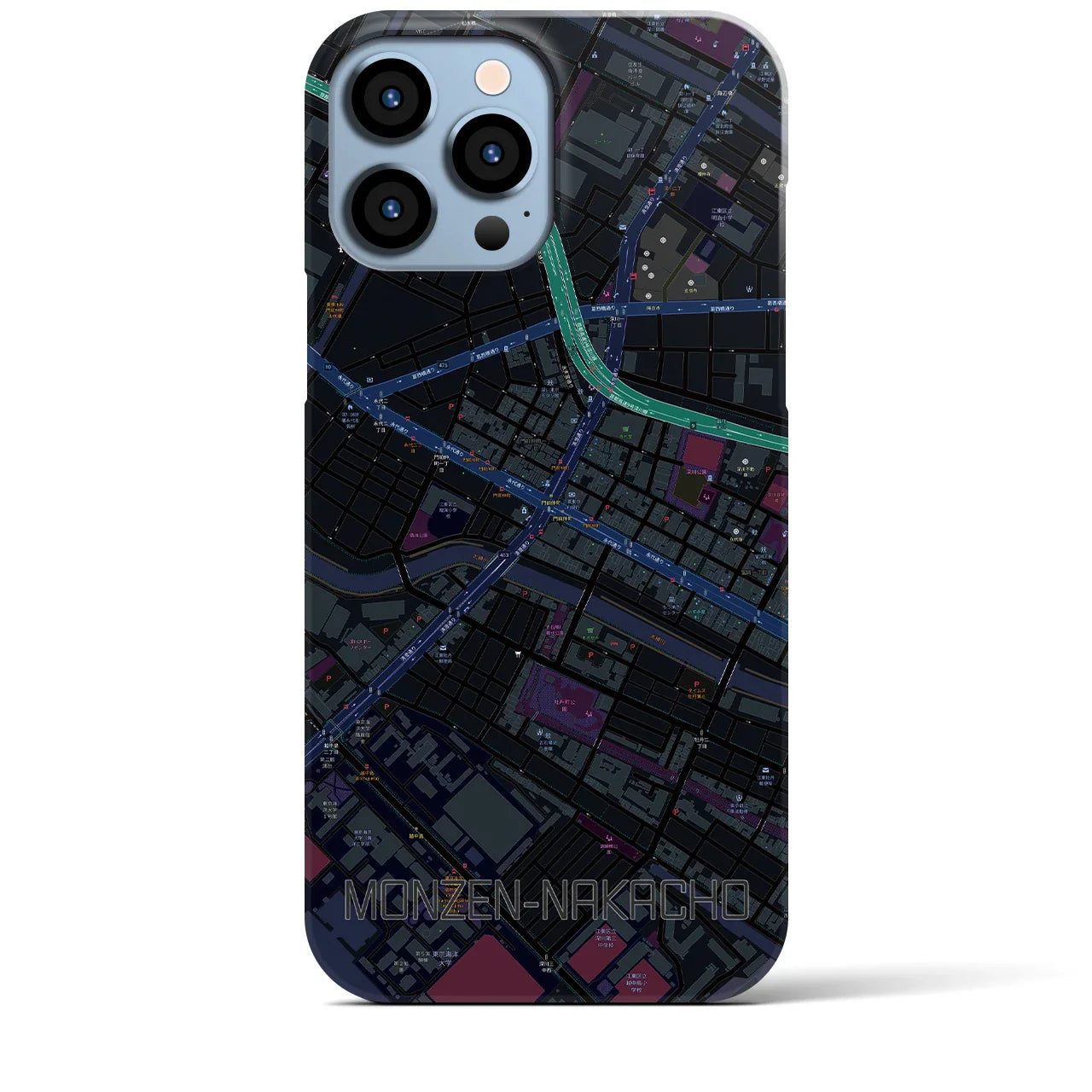 【門前仲町(東京都)】地図柄iPhoneケース(バックカバータイプ)