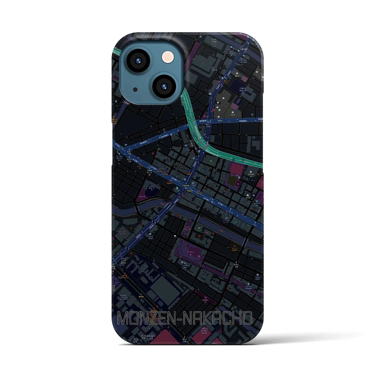 【門前仲町(東京都)】地図柄iPhoneケース(バックカバータイプ)