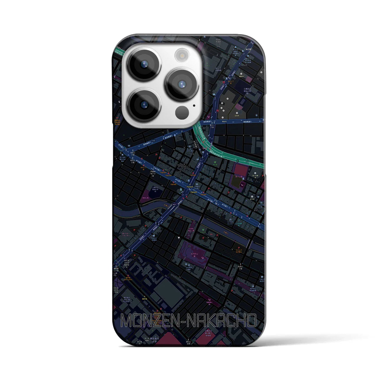 【門前仲町(東京都)】地図柄iPhoneケース(バックカバータイプ)