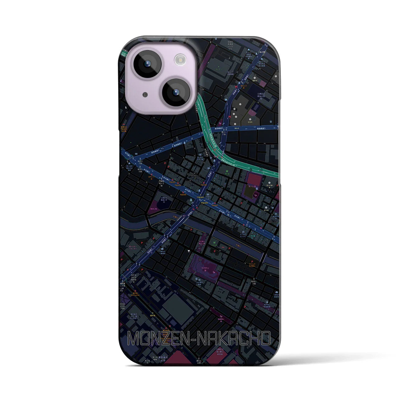 【門前仲町(東京都)】地図柄iPhoneケース(バックカバータイプ)