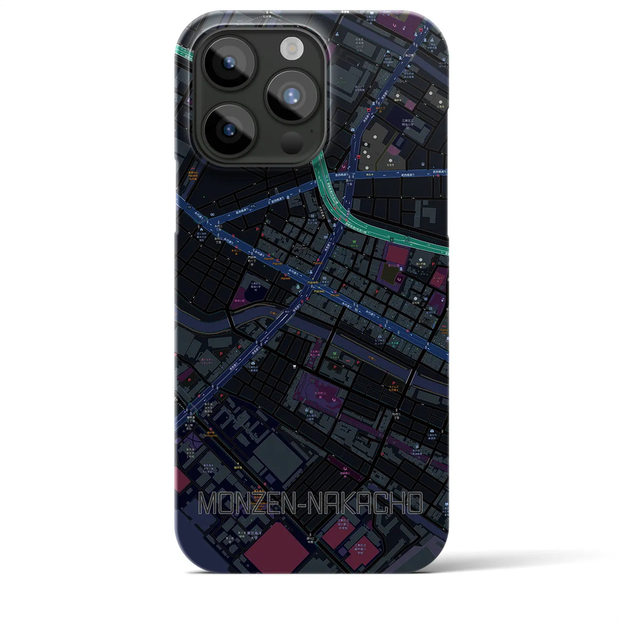 【門前仲町(東京都)】地図柄iPhoneケース(バックカバータイプ)