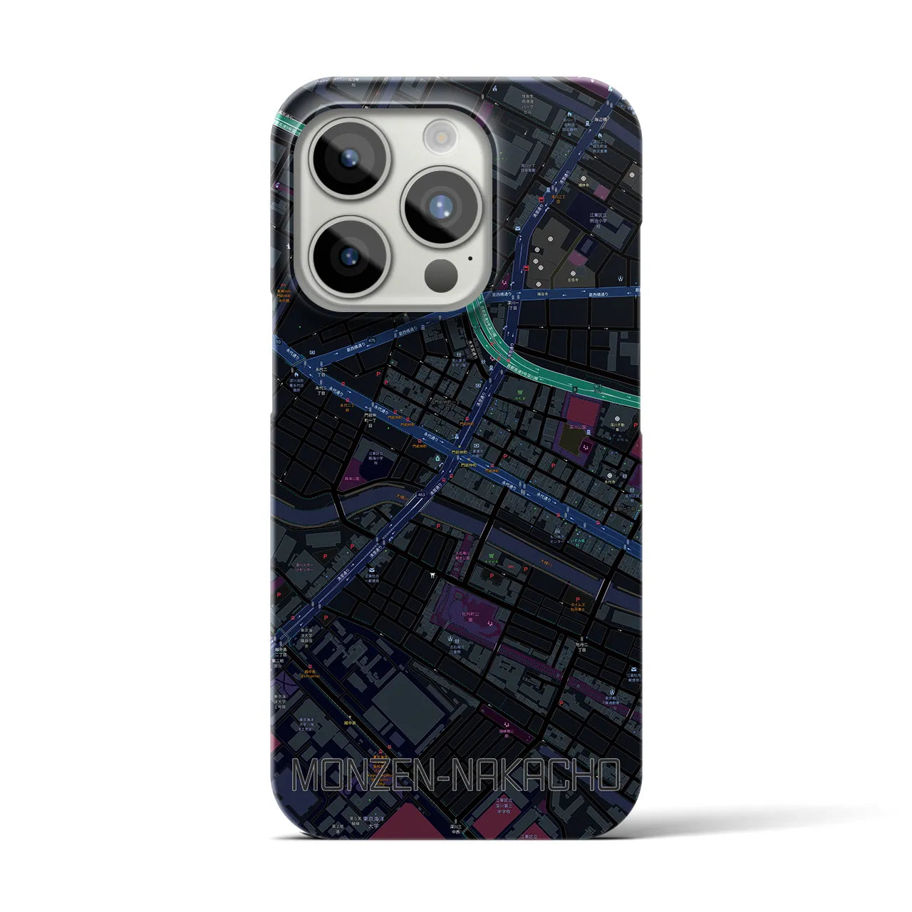 【門前仲町(東京都)】地図柄iPhoneケース(バックカバータイプ)
