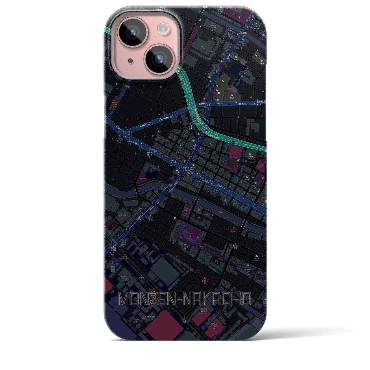 【門前仲町(東京都)】地図柄iPhoneケース(バックカバータイプ)