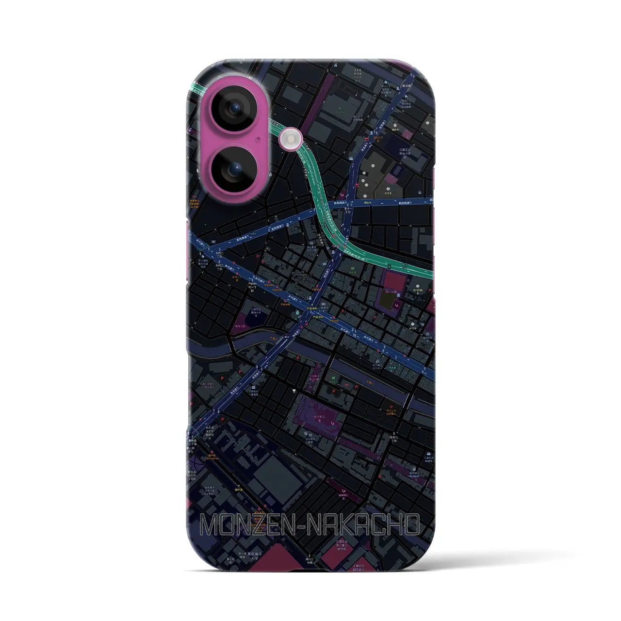 【門前仲町(東京都)】地図柄iPhoneケース(バックカバータイプ)