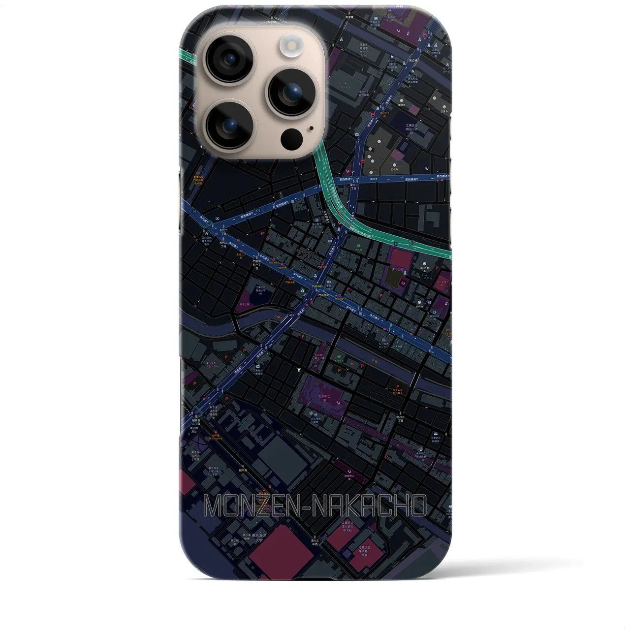 【門前仲町(東京都)】地図柄iPhoneケース(バックカバータイプ)