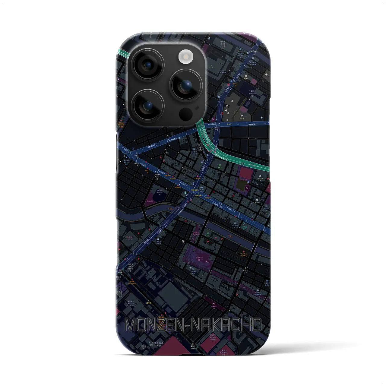 【門前仲町(東京都)】地図柄iPhoneケース(バックカバータイプ)