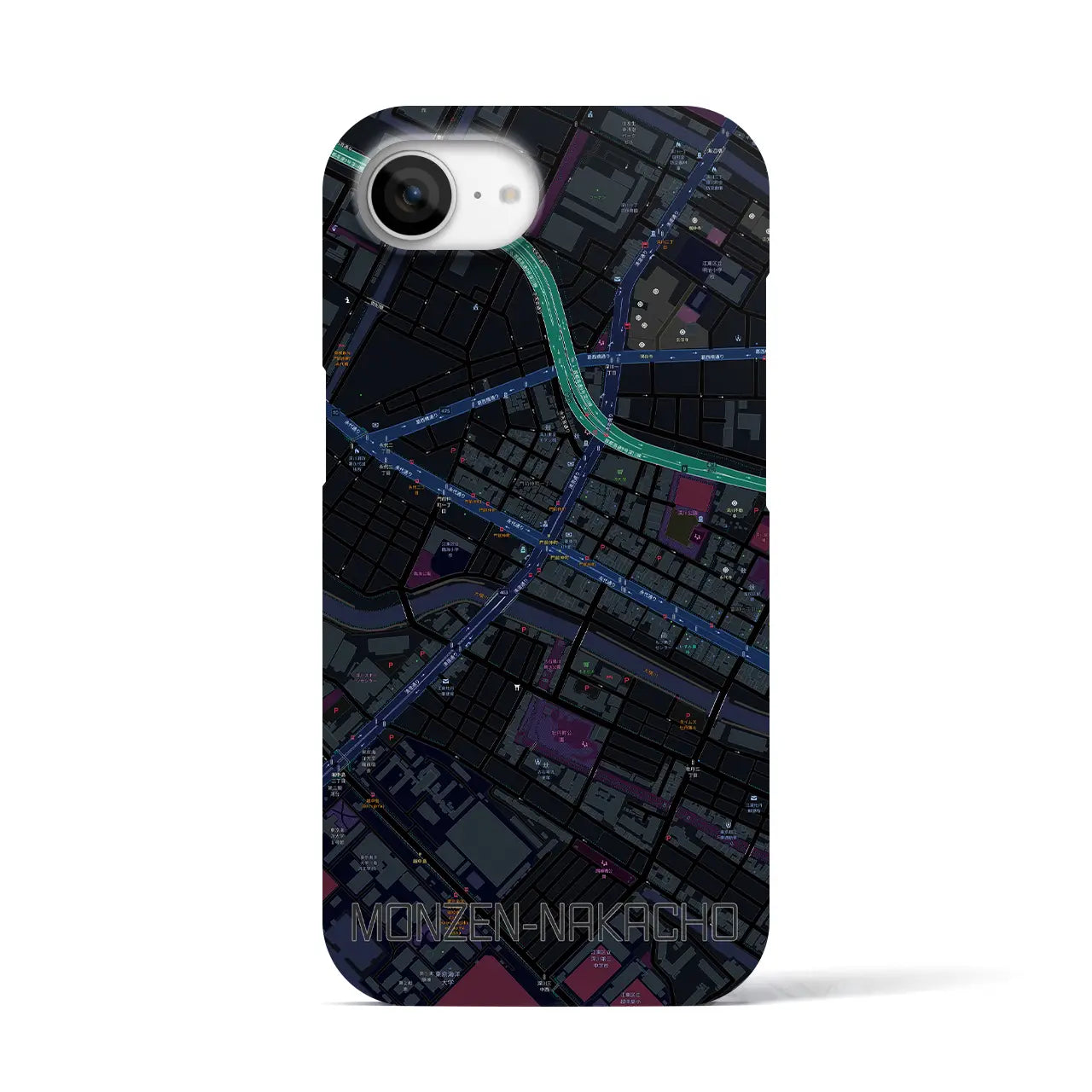【門前仲町(東京都)】地図柄iPhoneケース(バックカバータイプ)
