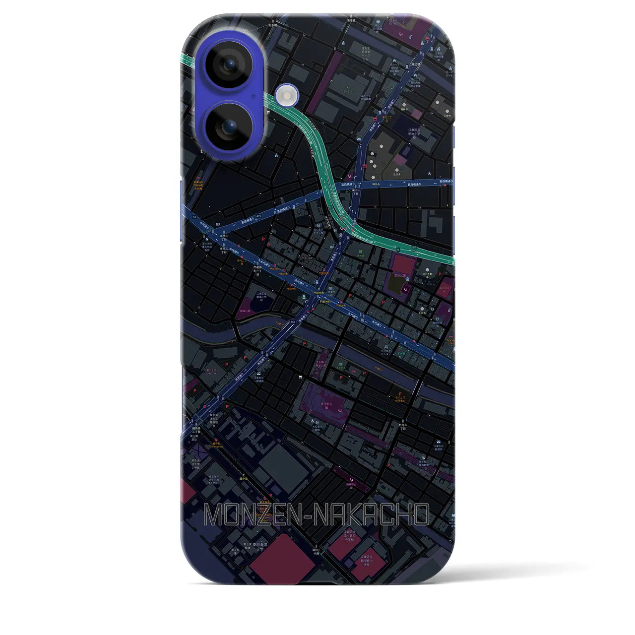 【門前仲町(東京都)】地図柄iPhoneケース(バックカバータイプ)