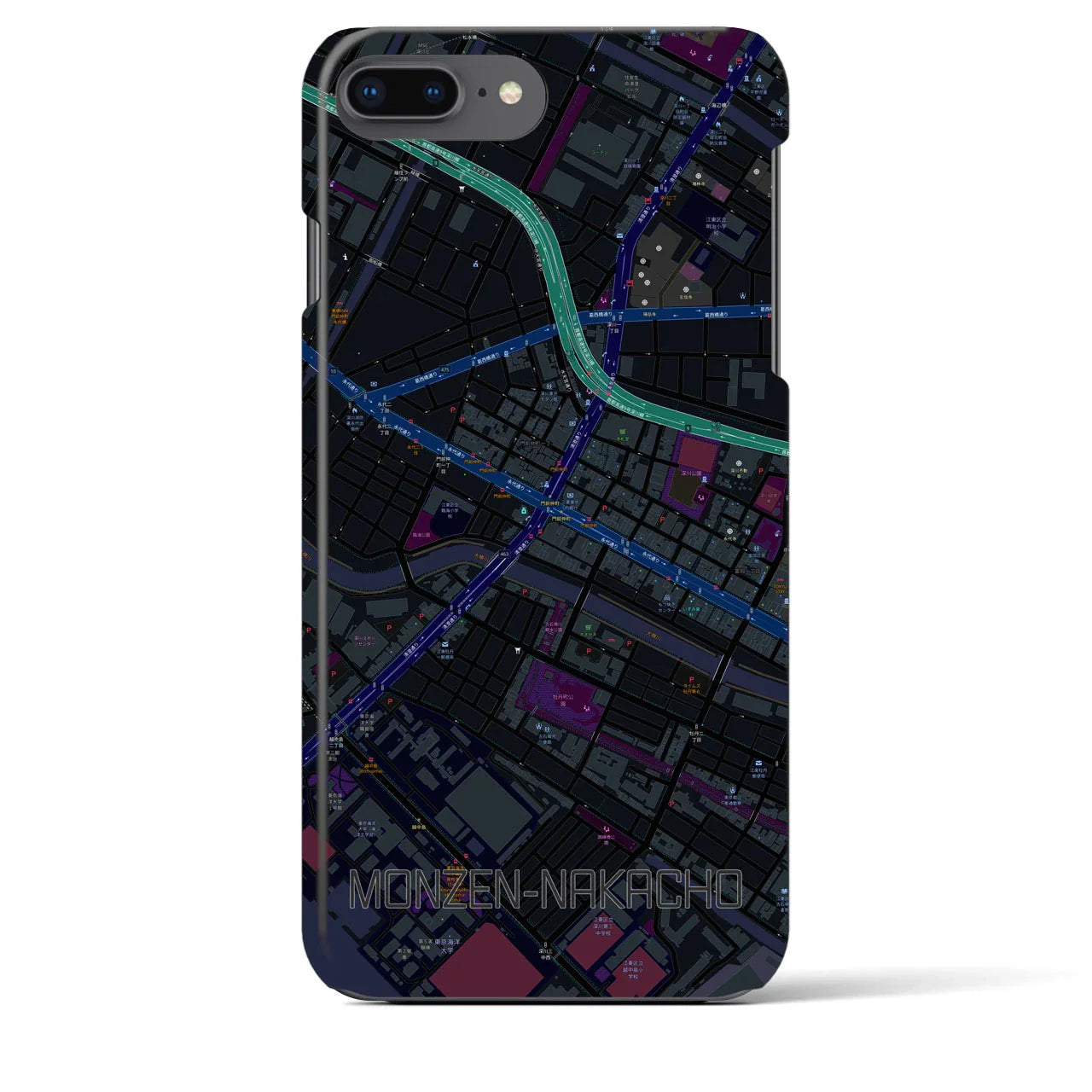 【門前仲町(東京都)】地図柄iPhoneケース(バックカバータイプ)