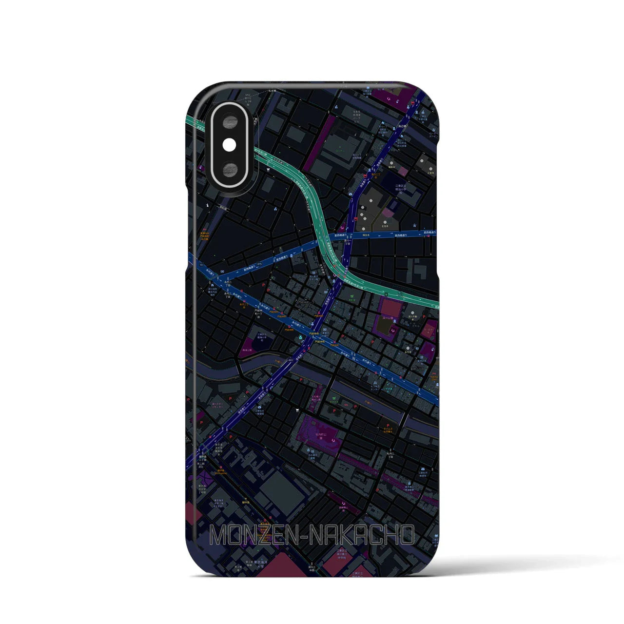 【門前仲町(東京都)】地図柄iPhoneケース(バックカバータイプ)
