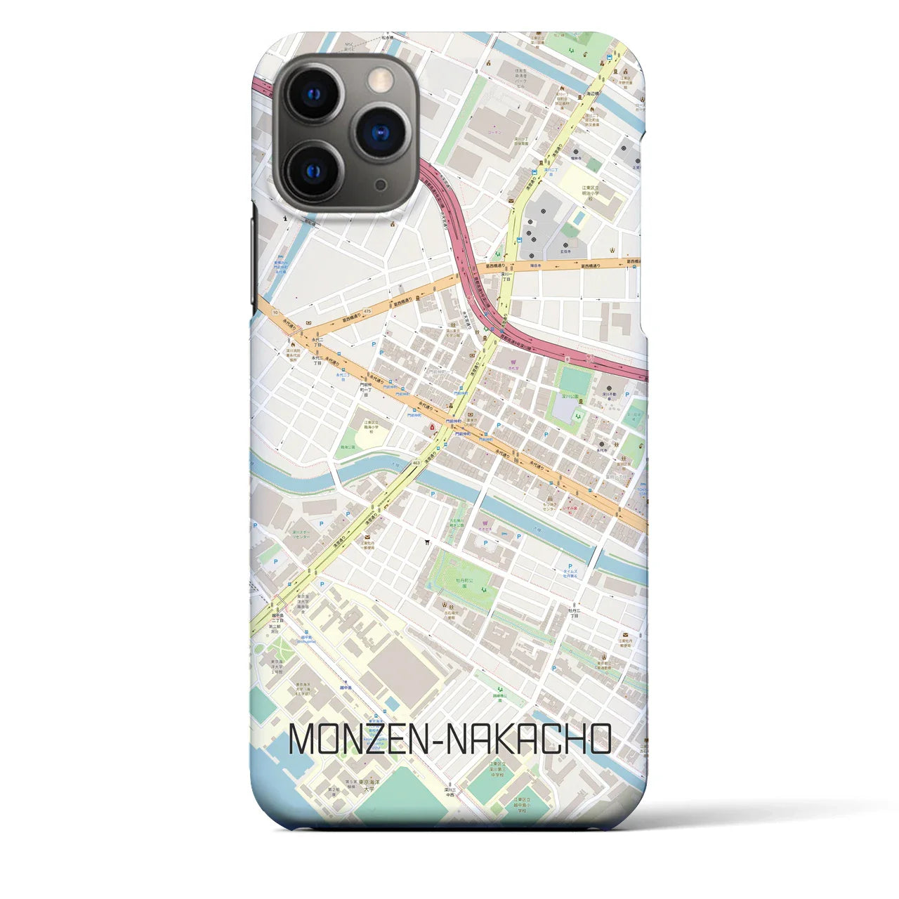 【門前仲町(東京都)】地図柄iPhoneケース(バックカバータイプ)