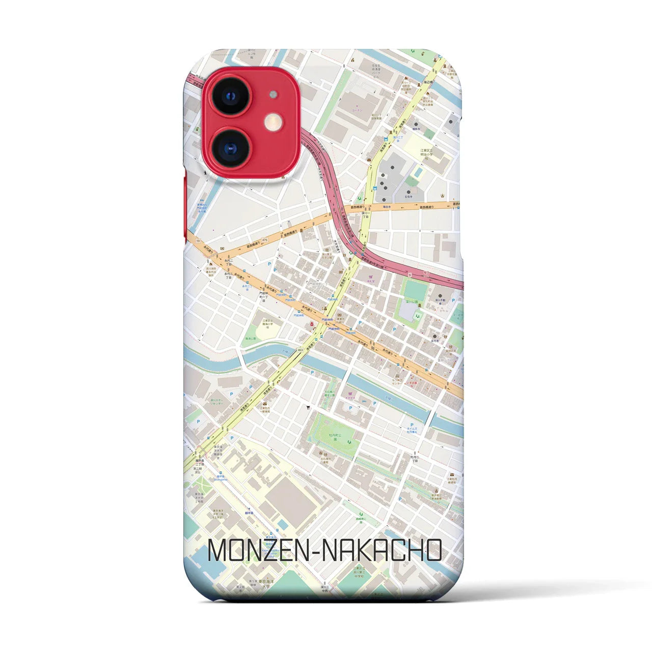 【門前仲町(東京都)】地図柄iPhoneケース(バックカバータイプ)
