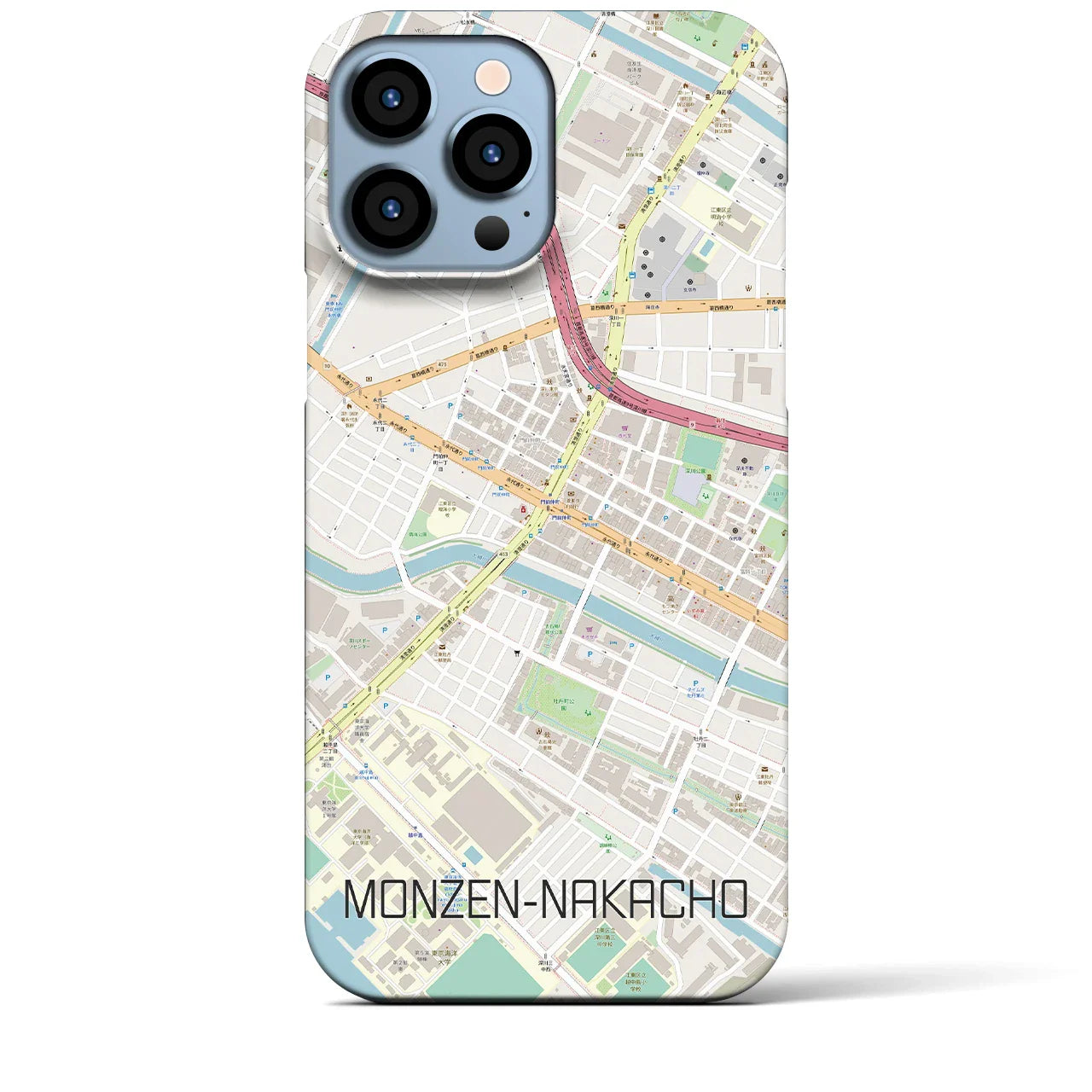 【門前仲町(東京都)】地図柄iPhoneケース(バックカバータイプ)