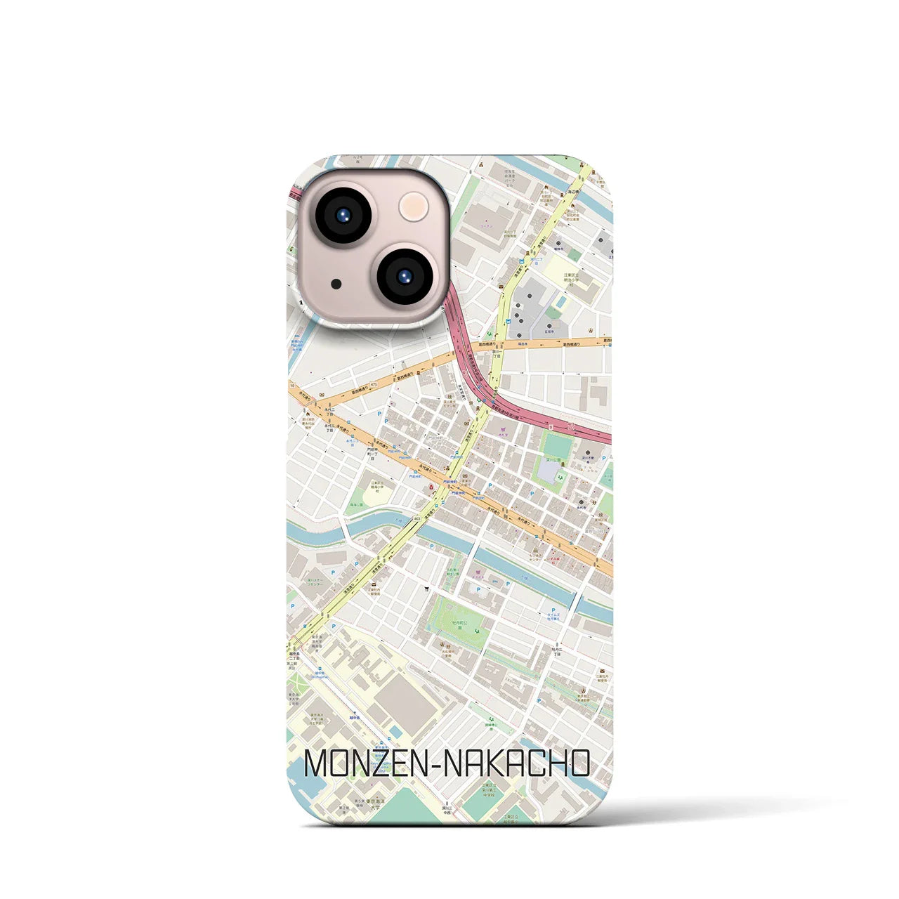 【門前仲町(東京都)】地図柄iPhoneケース(バックカバータイプ)