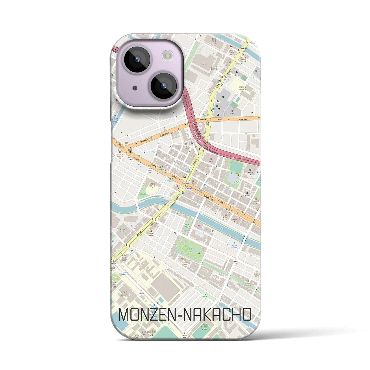 【門前仲町(東京都)】地図柄iPhoneケース(バックカバータイプ)
