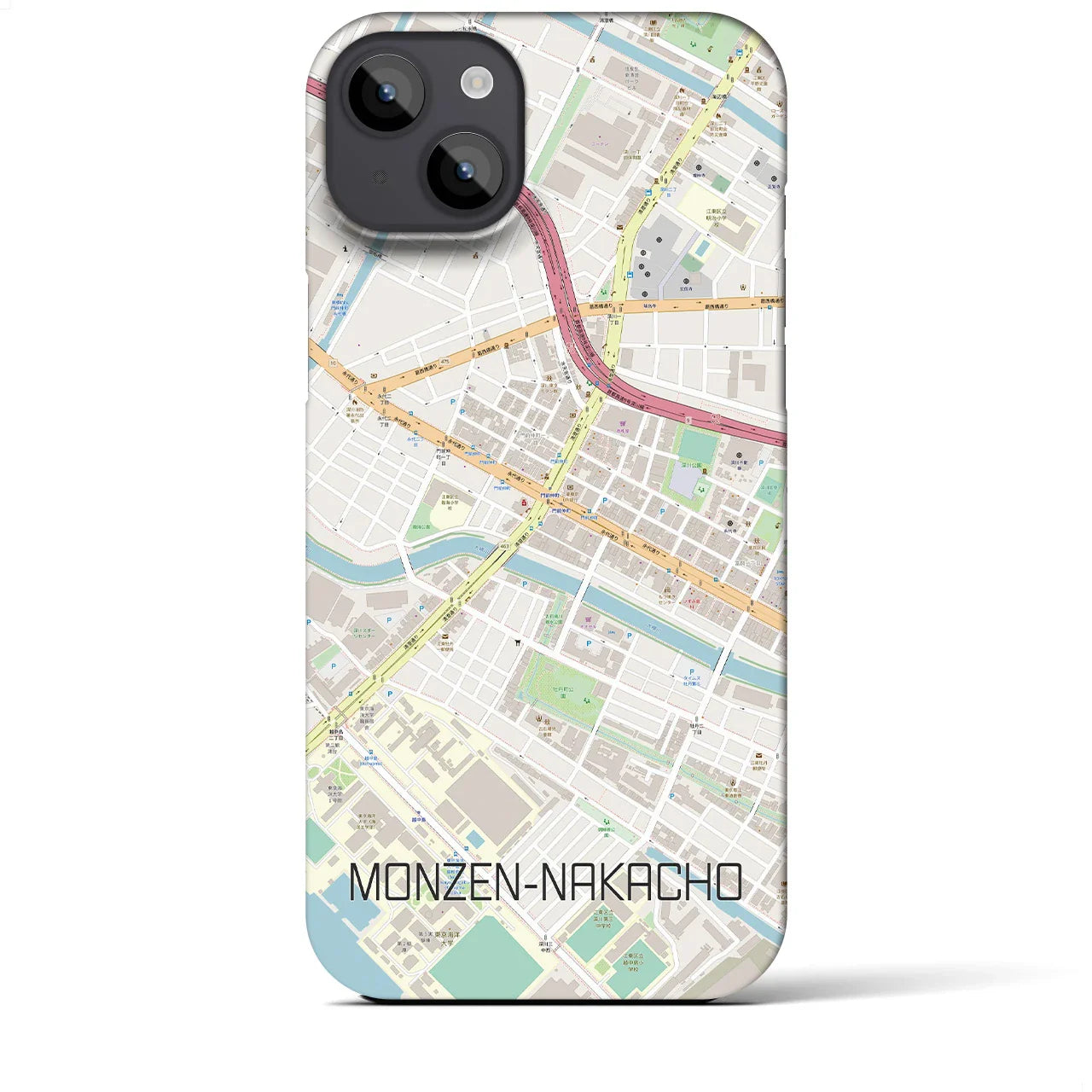 【門前仲町(東京都)】地図柄iPhoneケース(バックカバータイプ)