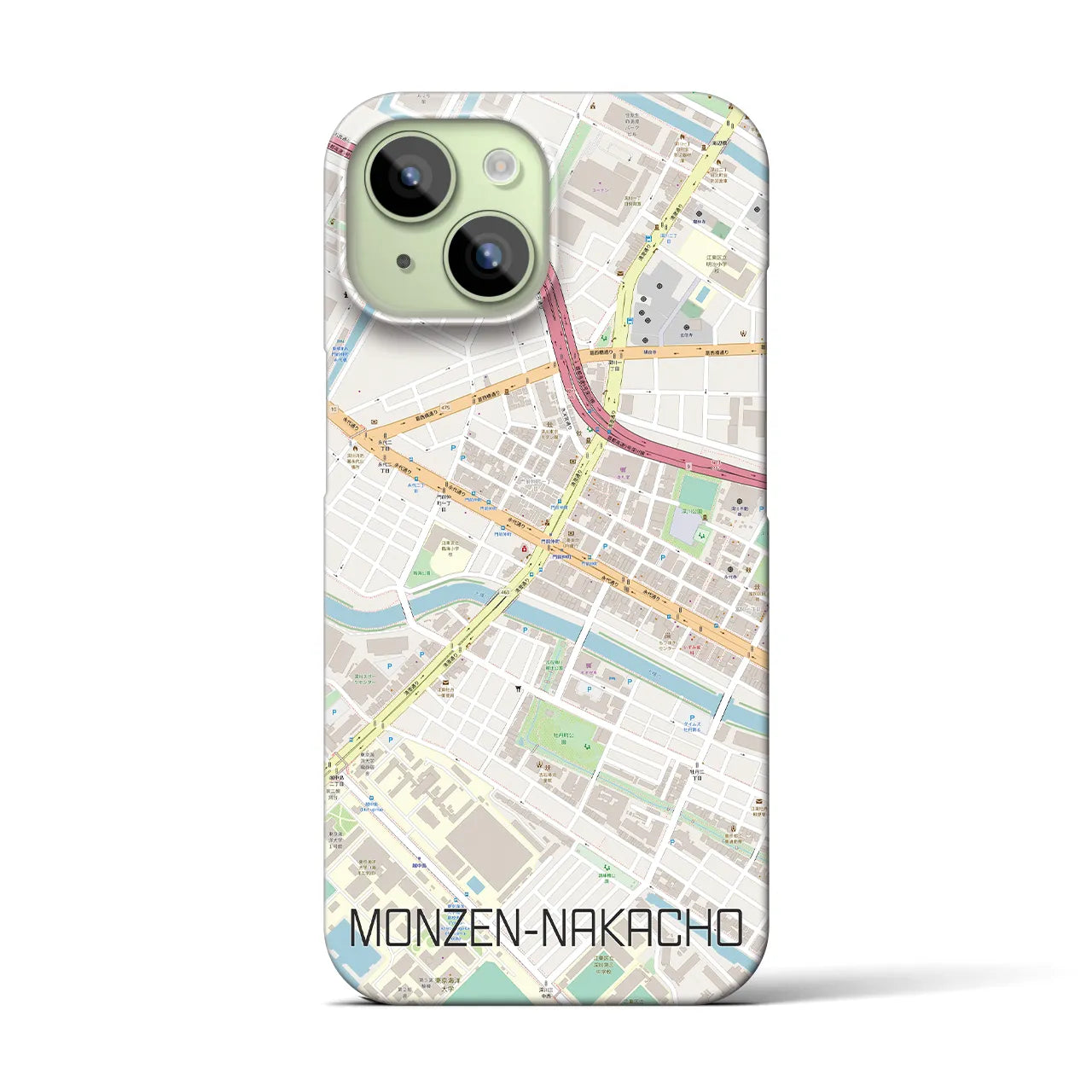 【門前仲町(東京都)】地図柄iPhoneケース(バックカバータイプ)