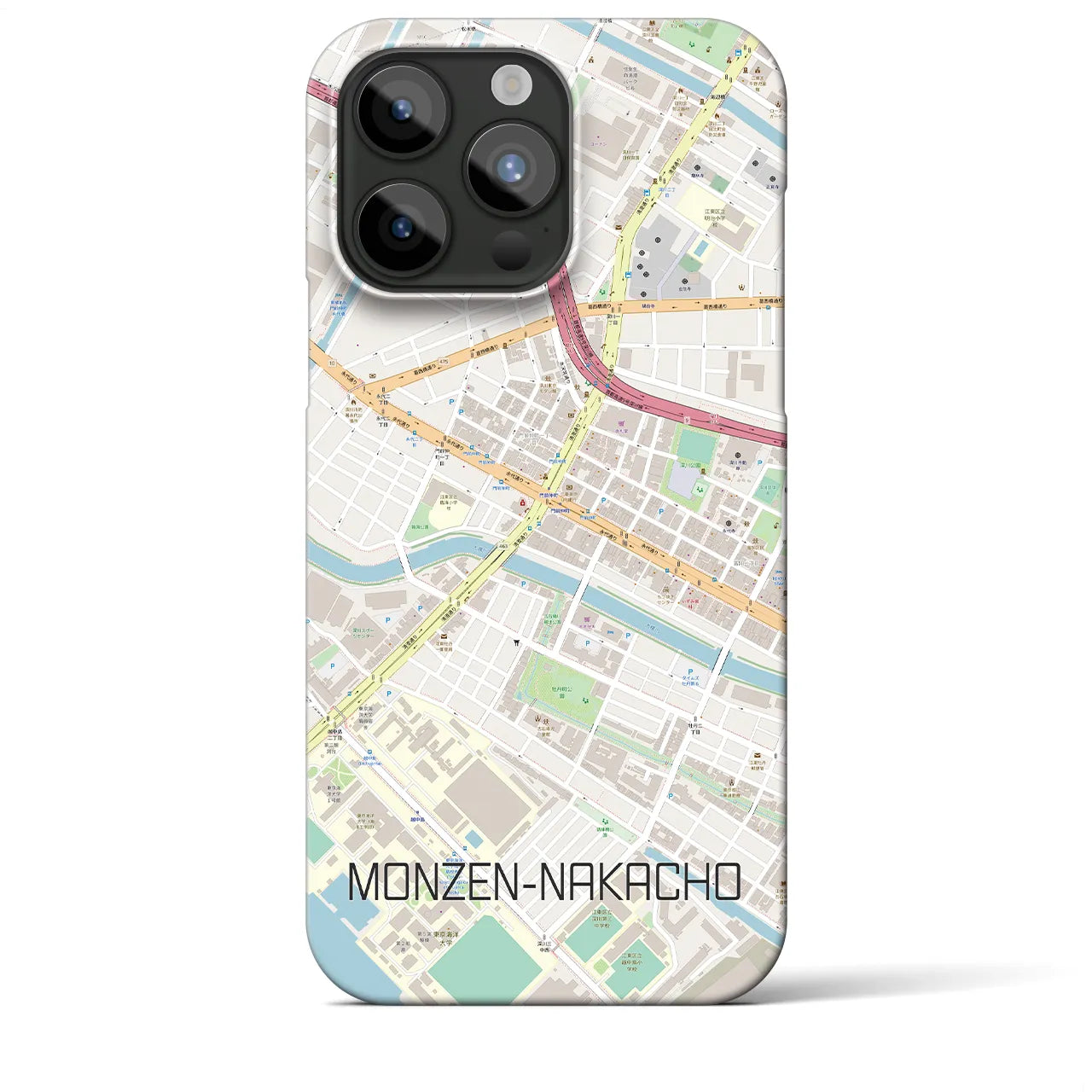 【門前仲町(東京都)】地図柄iPhoneケース(バックカバータイプ)