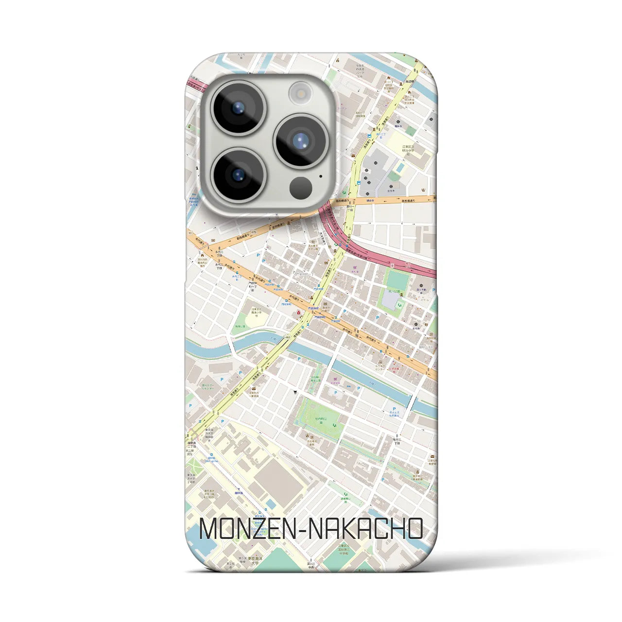 【門前仲町(東京都)】地図柄iPhoneケース(バックカバータイプ)