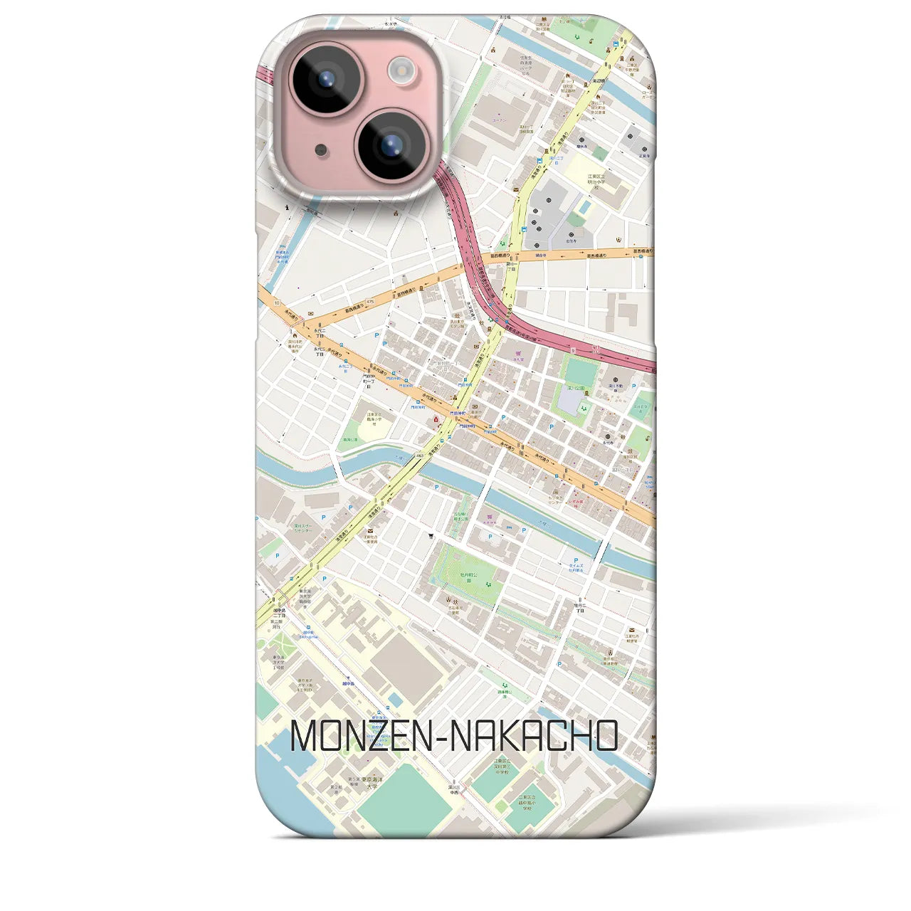 【門前仲町(東京都)】地図柄iPhoneケース(バックカバータイプ)