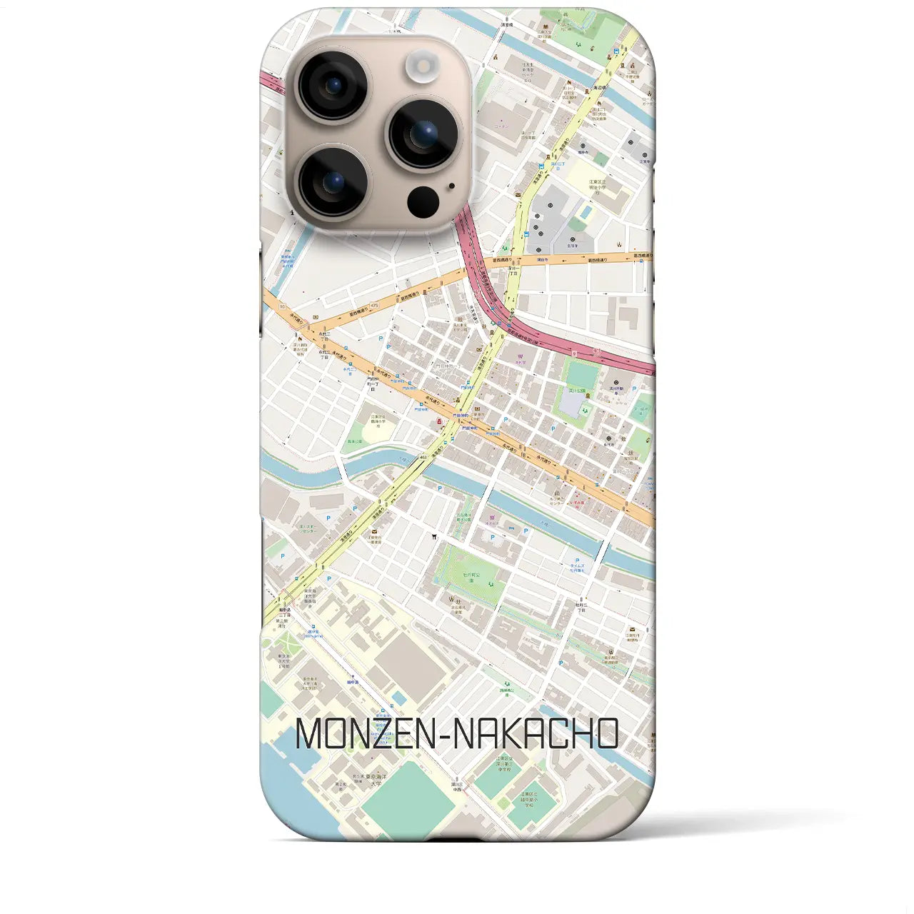 【門前仲町(東京都)】地図柄iPhoneケース(バックカバータイプ)