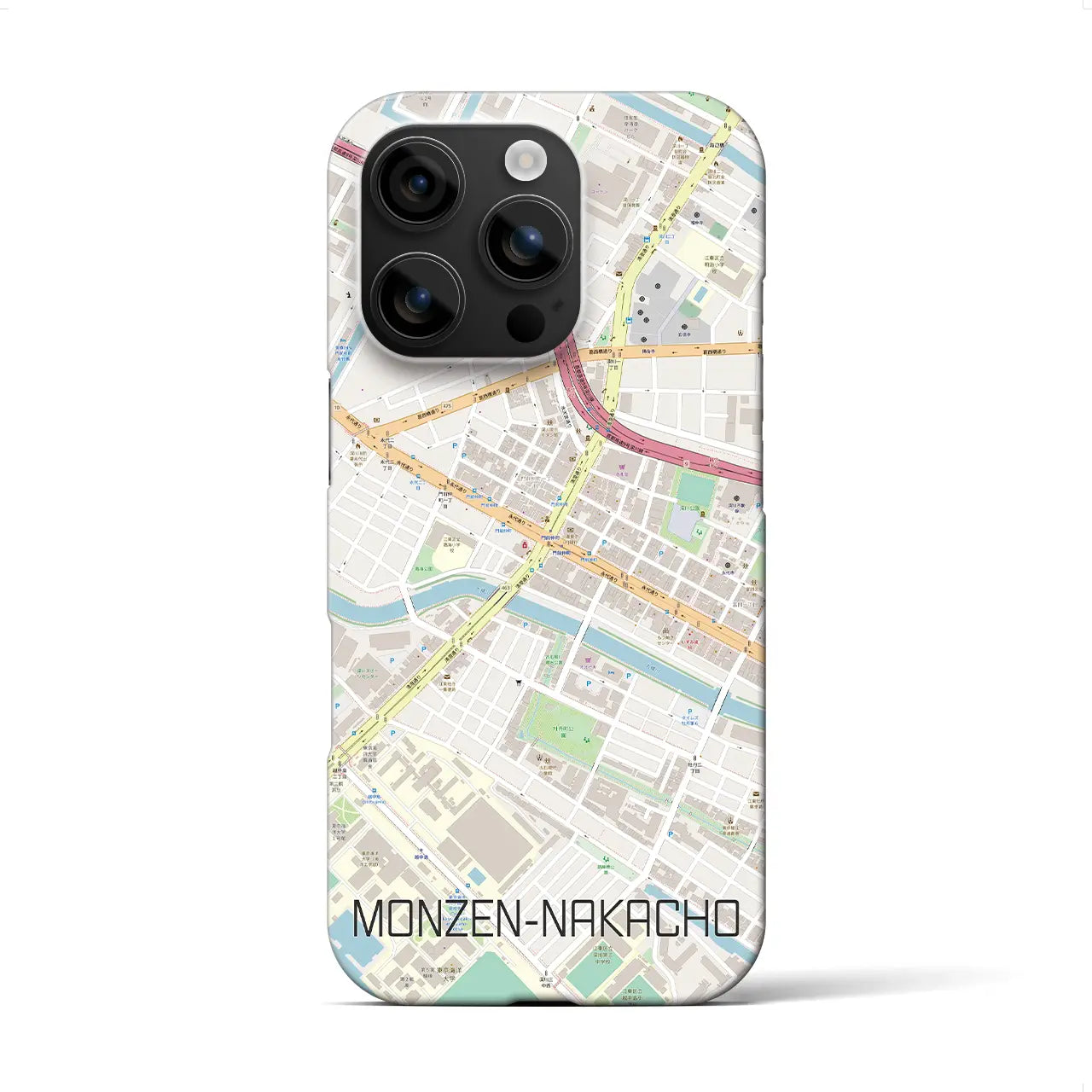 【門前仲町(東京都)】地図柄iPhoneケース(バックカバータイプ)
