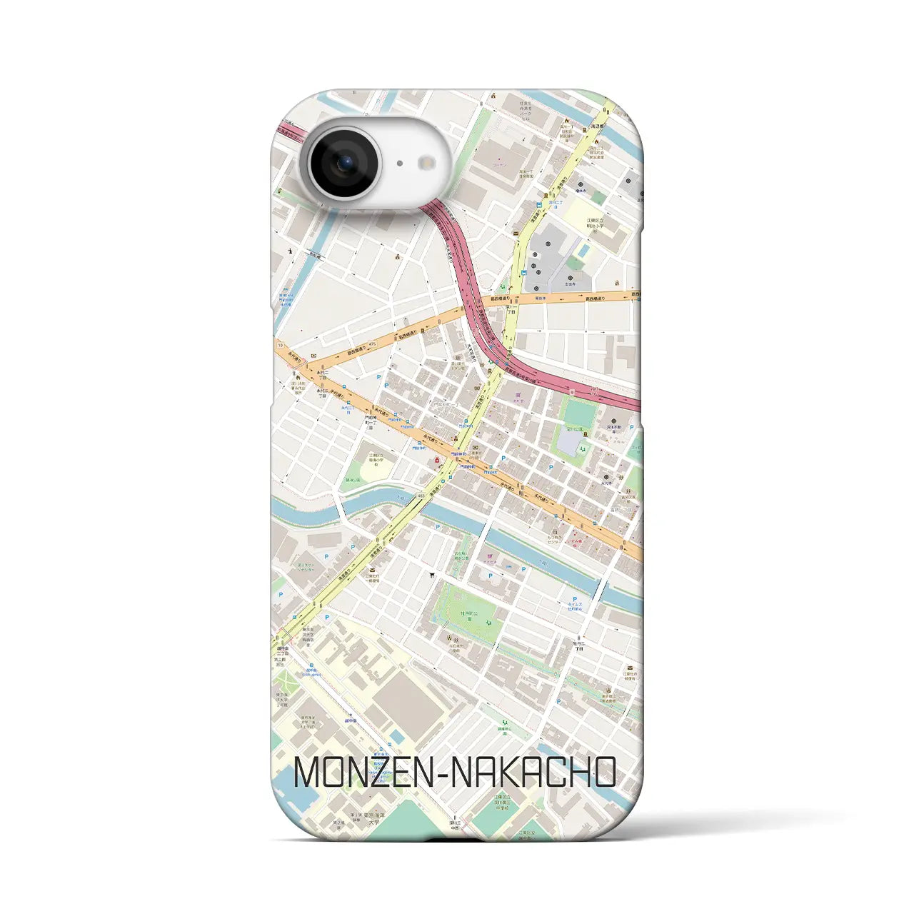 【門前仲町(東京都)】地図柄iPhoneケース(バックカバータイプ)