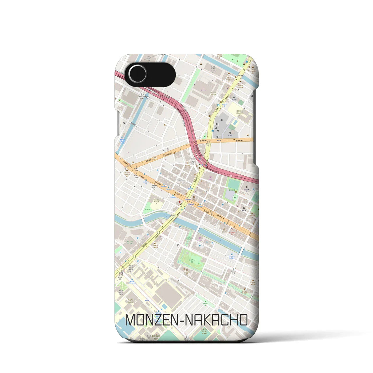 【門前仲町(東京都)】地図柄iPhoneケース(バックカバータイプ)