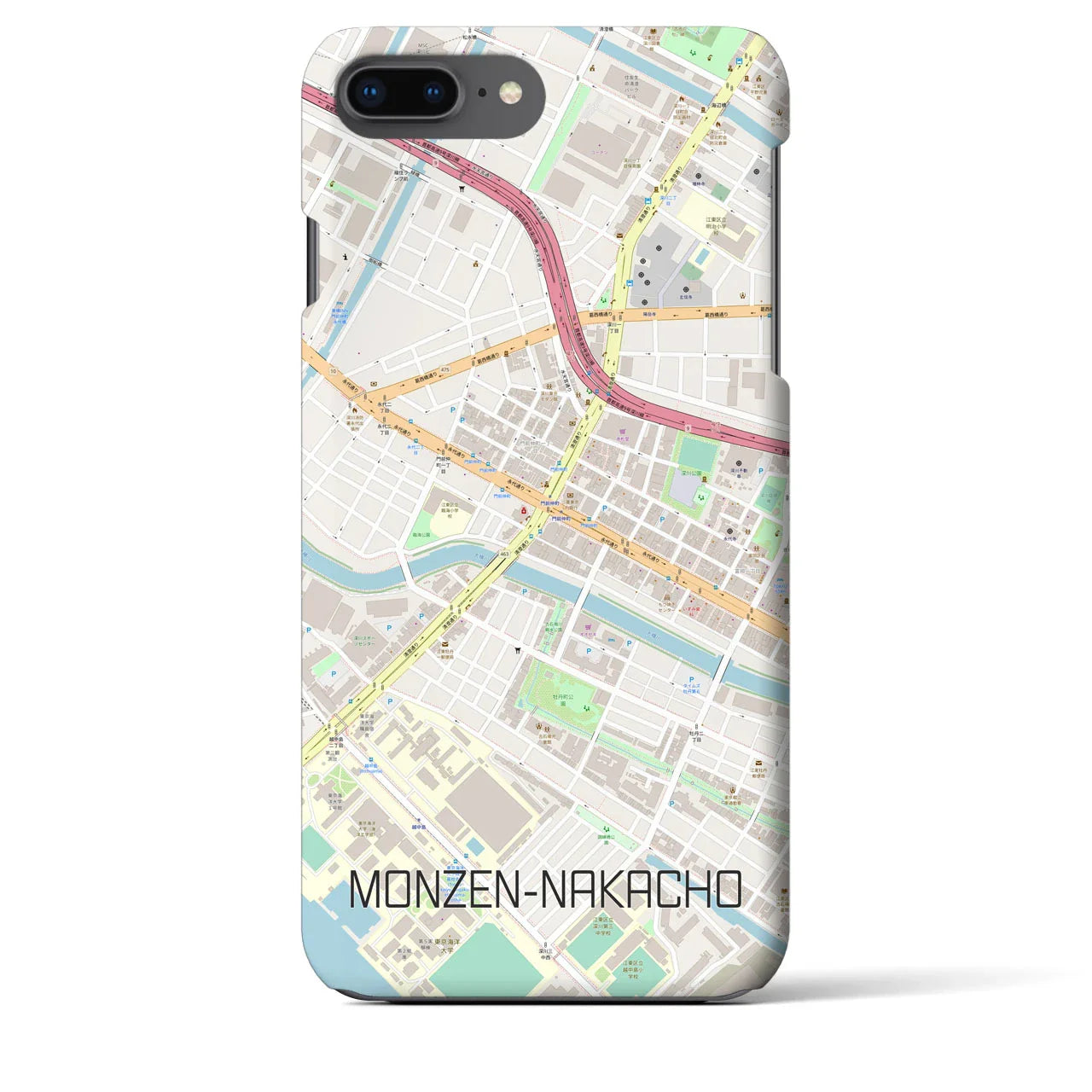 【門前仲町(東京都)】地図柄iPhoneケース(バックカバータイプ)