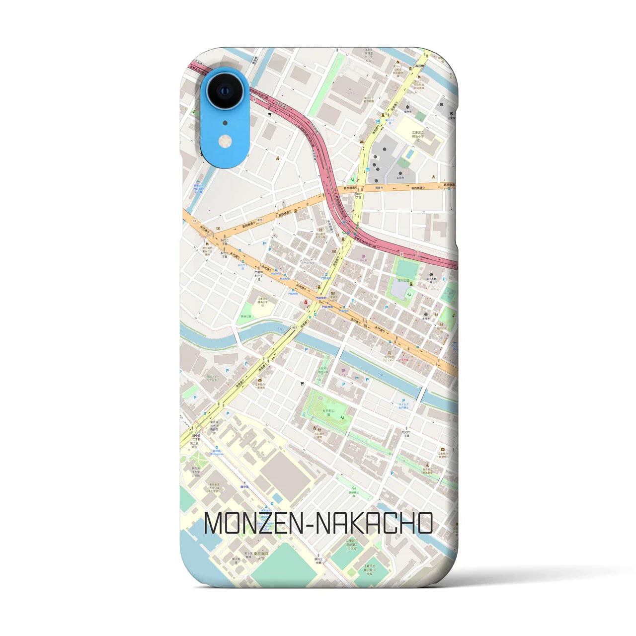 【門前仲町(東京都)】地図柄iPhoneケース(バックカバータイプ)