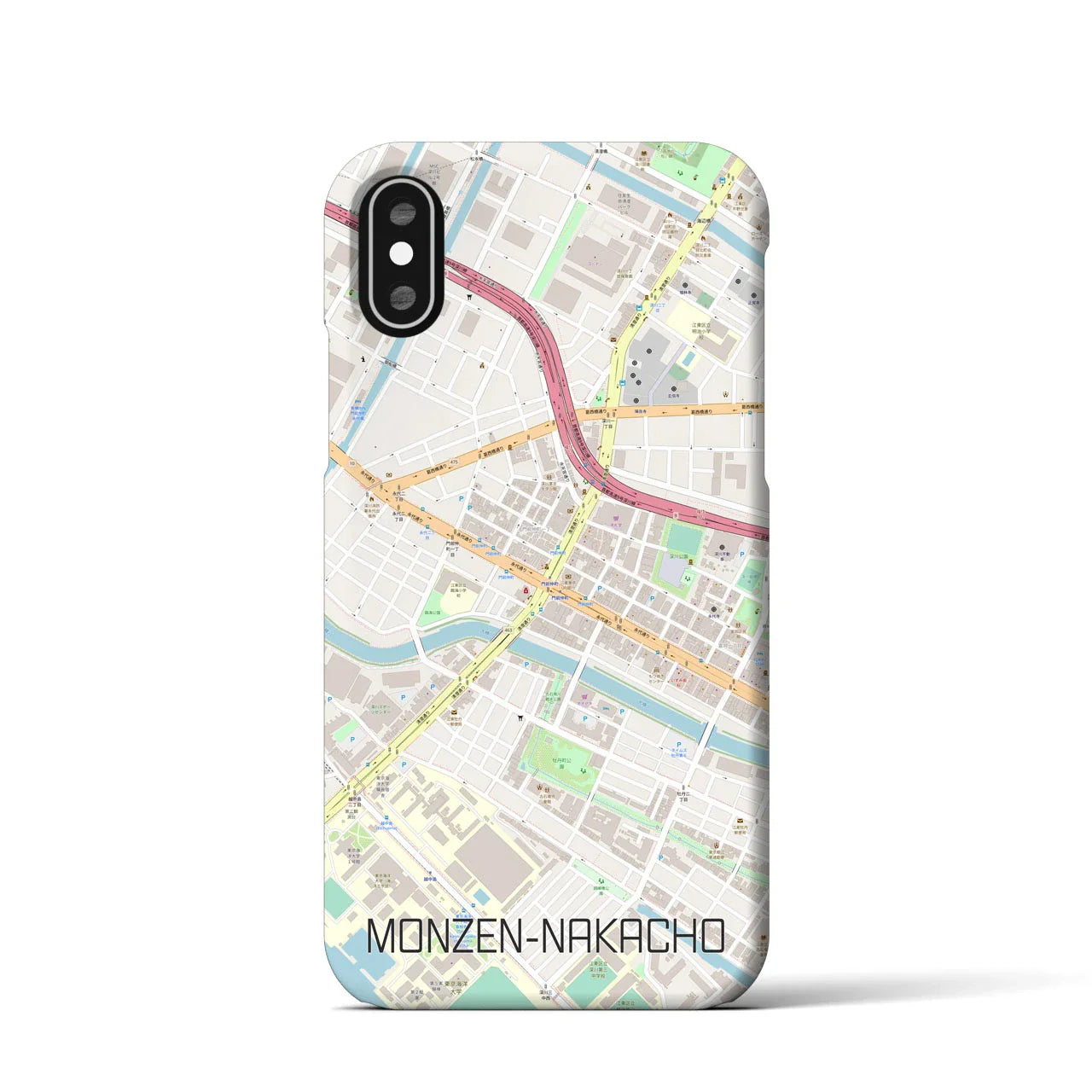 【門前仲町(東京都)】地図柄iPhoneケース(バックカバータイプ)
