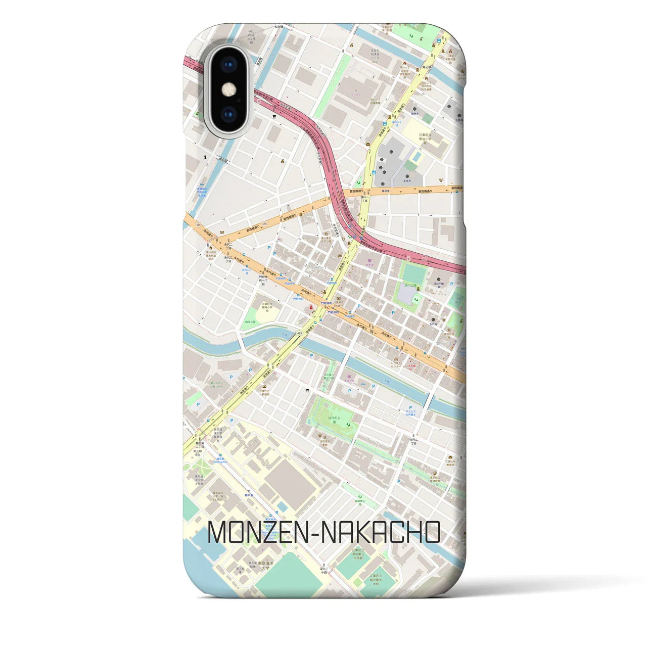 【門前仲町(東京都)】地図柄iPhoneケース(バックカバータイプ)