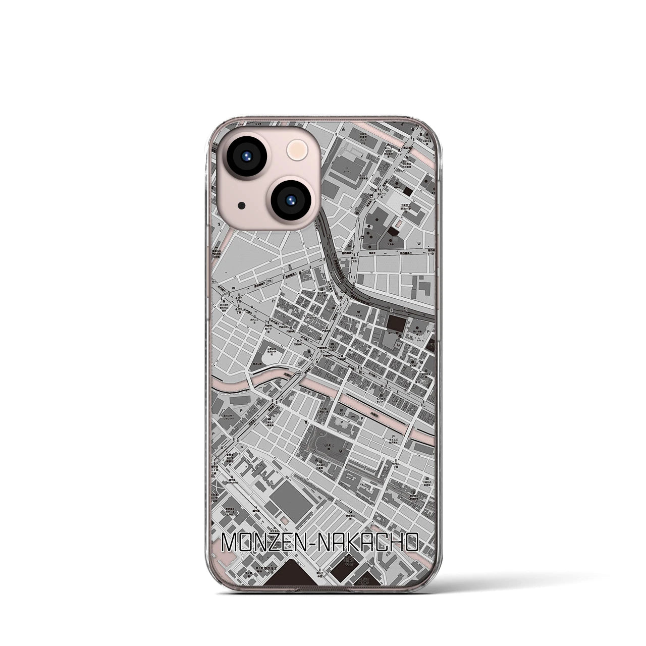 【門前仲町(東京都)】地図柄iPhoneケース(クリアタイプ)