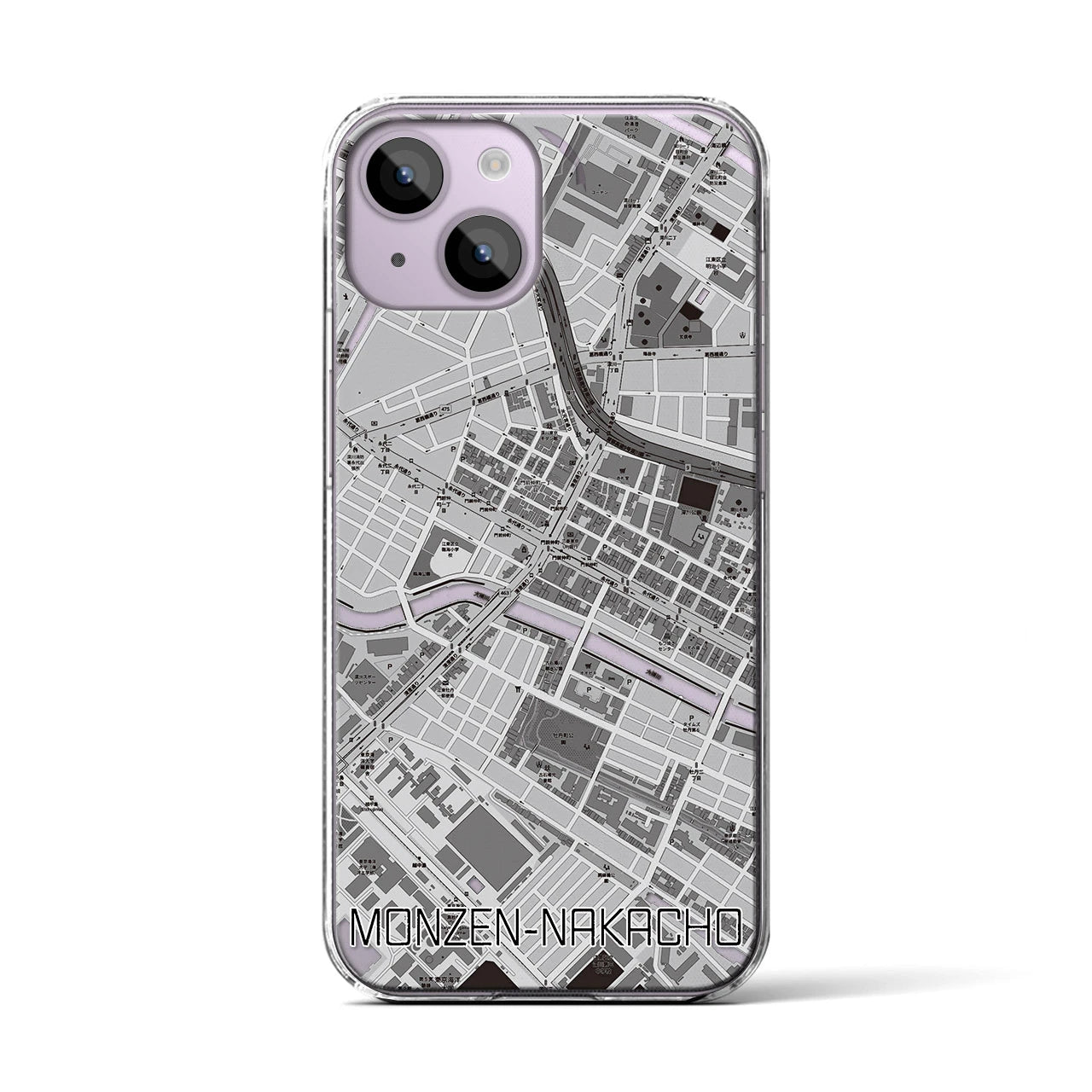 【門前仲町(東京都)】地図柄iPhoneケース(クリアタイプ)