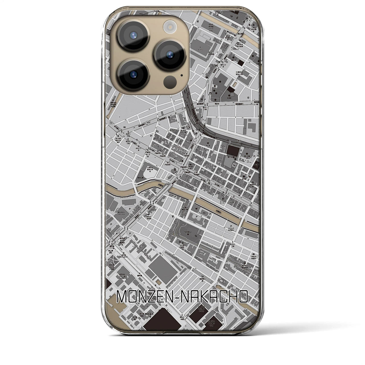 【門前仲町(東京都)】地図柄iPhoneケース(クリアタイプ)