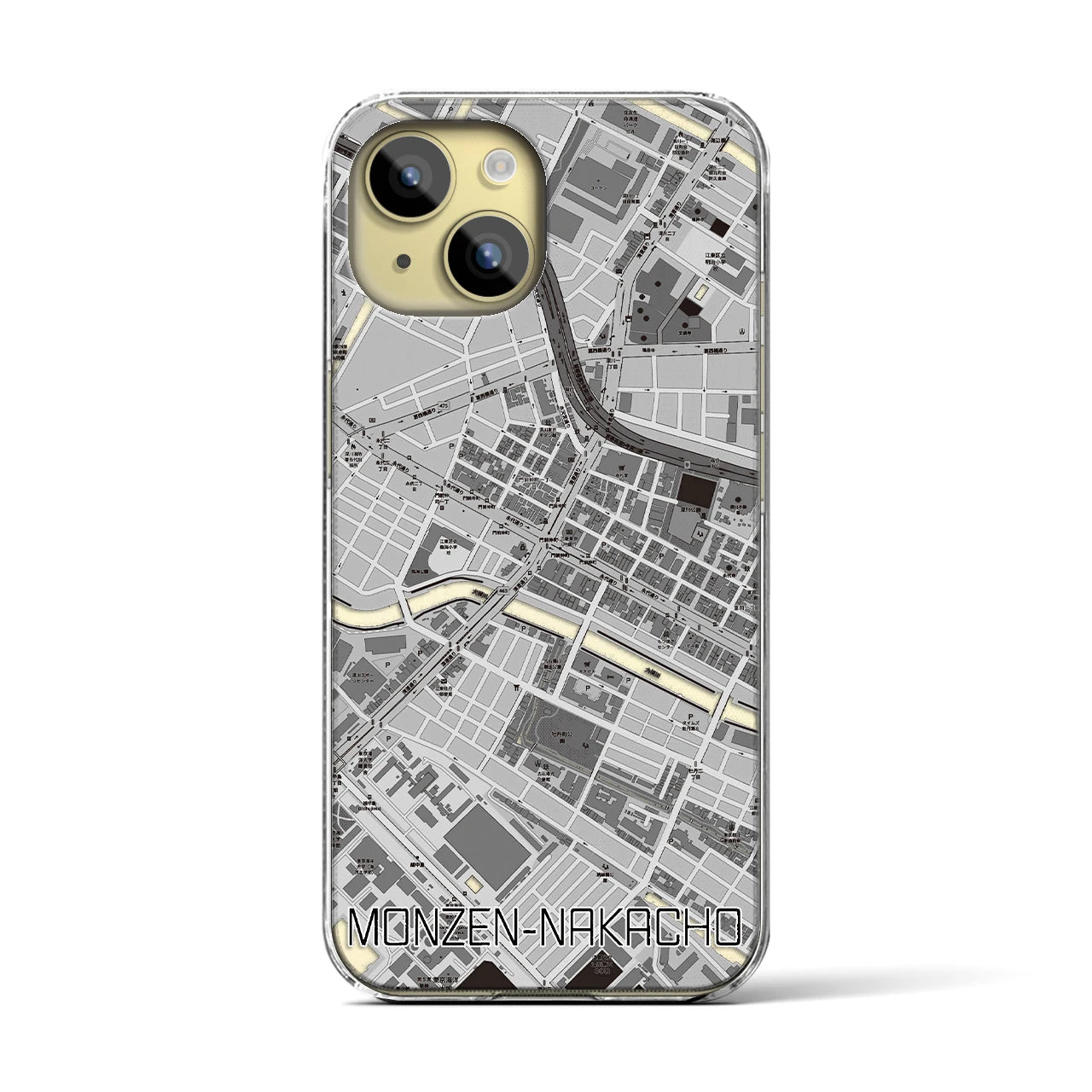 【門前仲町(東京都)】地図柄iPhoneケース(クリアタイプ)