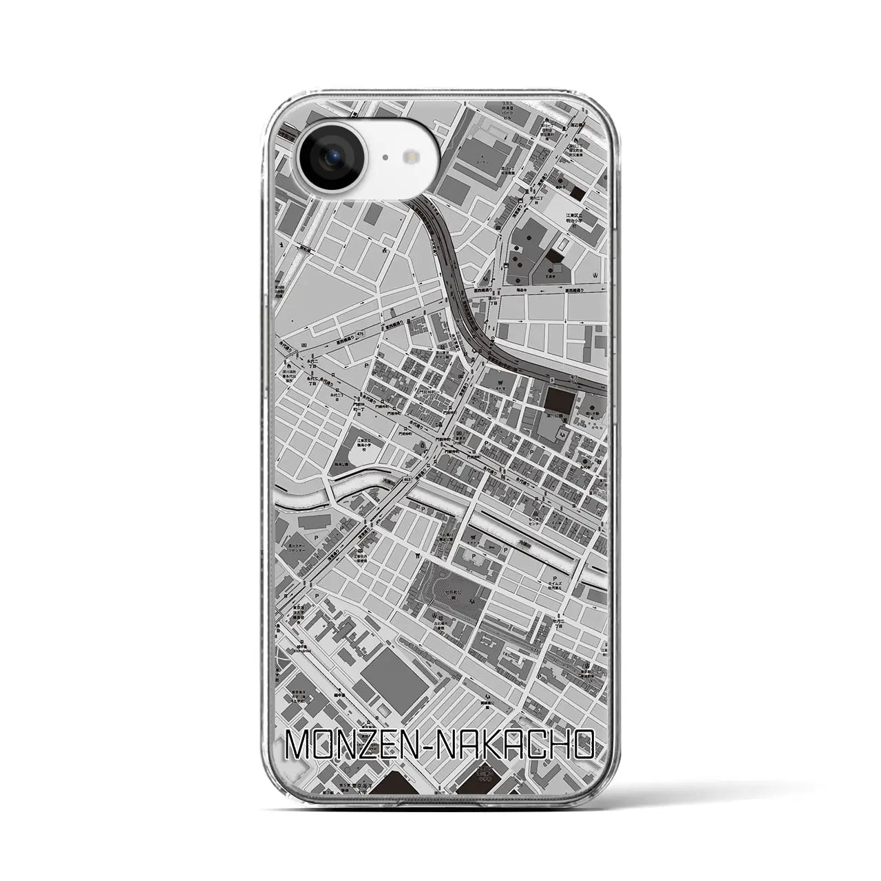 【門前仲町(東京都)】地図柄iPhoneケース(クリアタイプ)